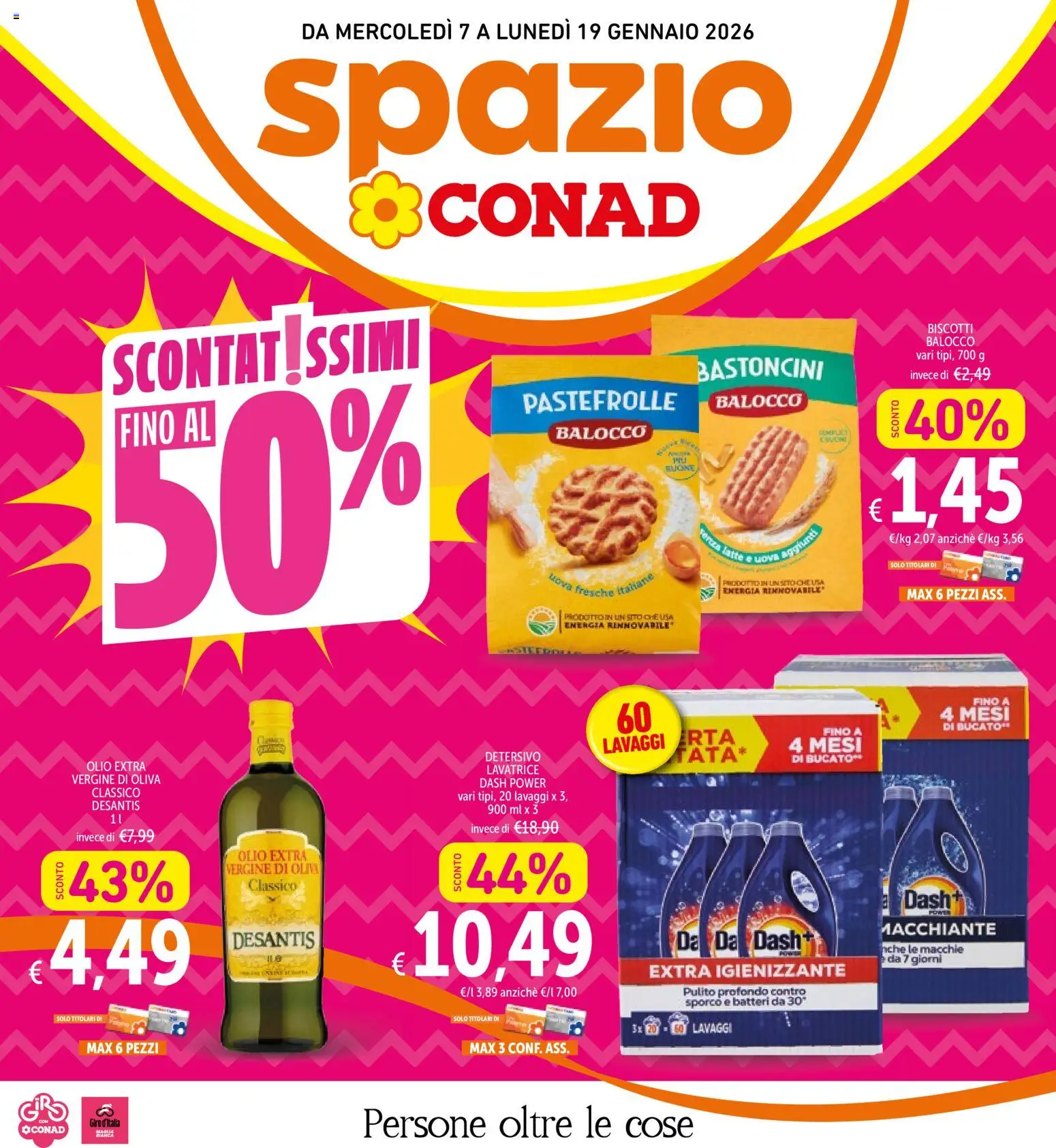 Volantino Spazio Conad del 07.01.2026 | Pagina: 1 | Prodotti: Uova, Biscotti, Latte, Lavatrice