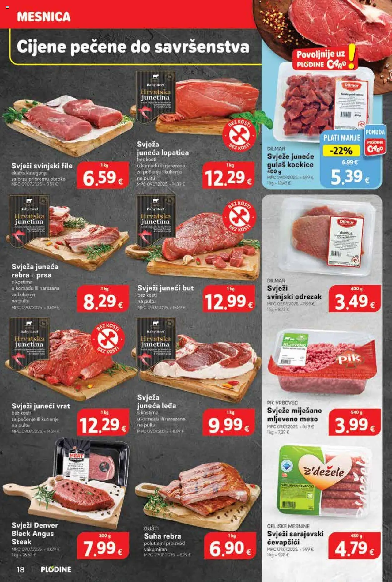 Plodine katalog | vrijedi od 01.10.2025 | Stranica: 18 | Proizvodi: Juneći but, Mljeveno meso, Ćevapčići, Lopatica