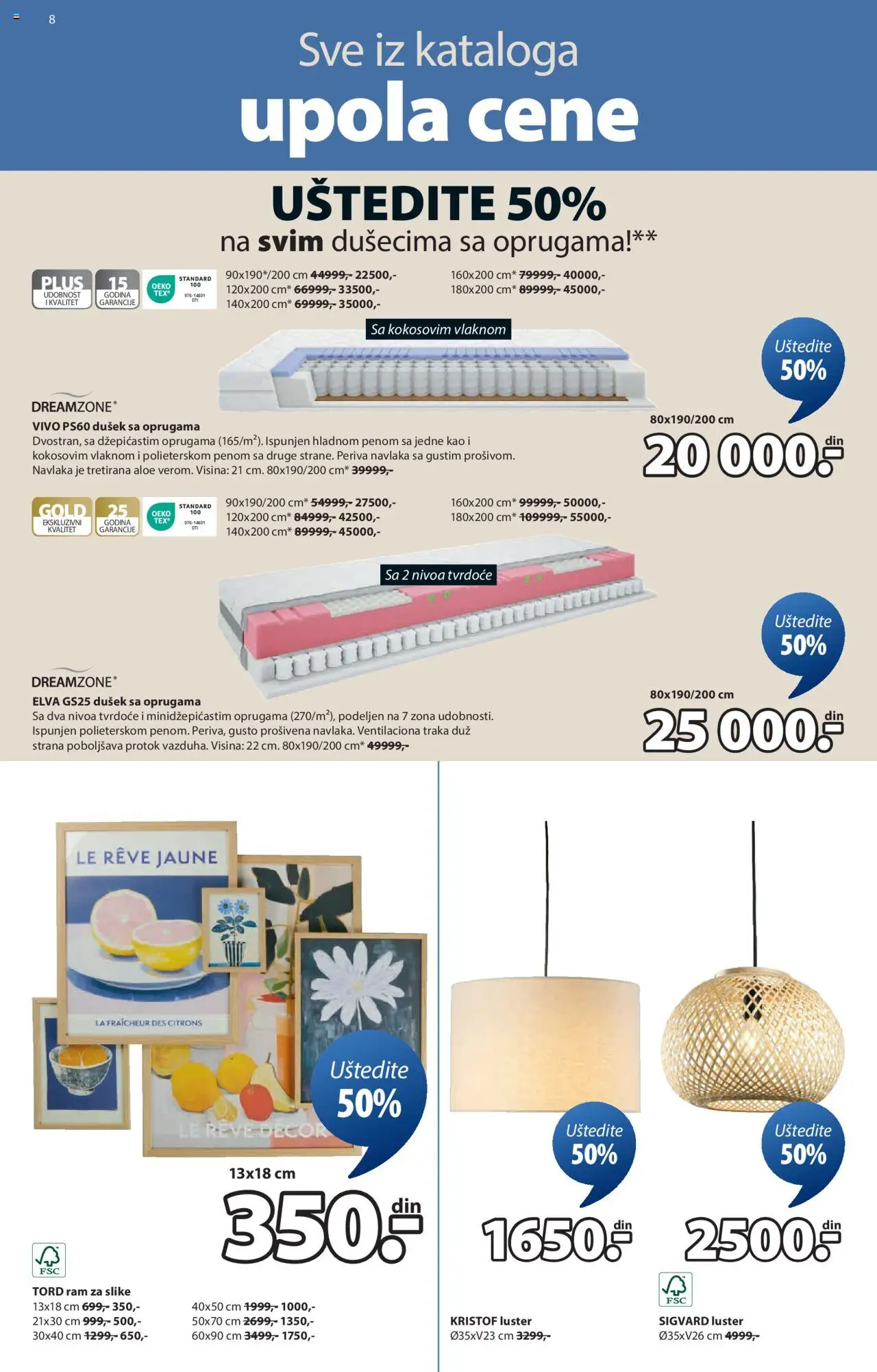 Jysk katalog - važi od 06.08.2025 | Strana: 8 | Proizvode: Dušek, Luster, Ram za slike