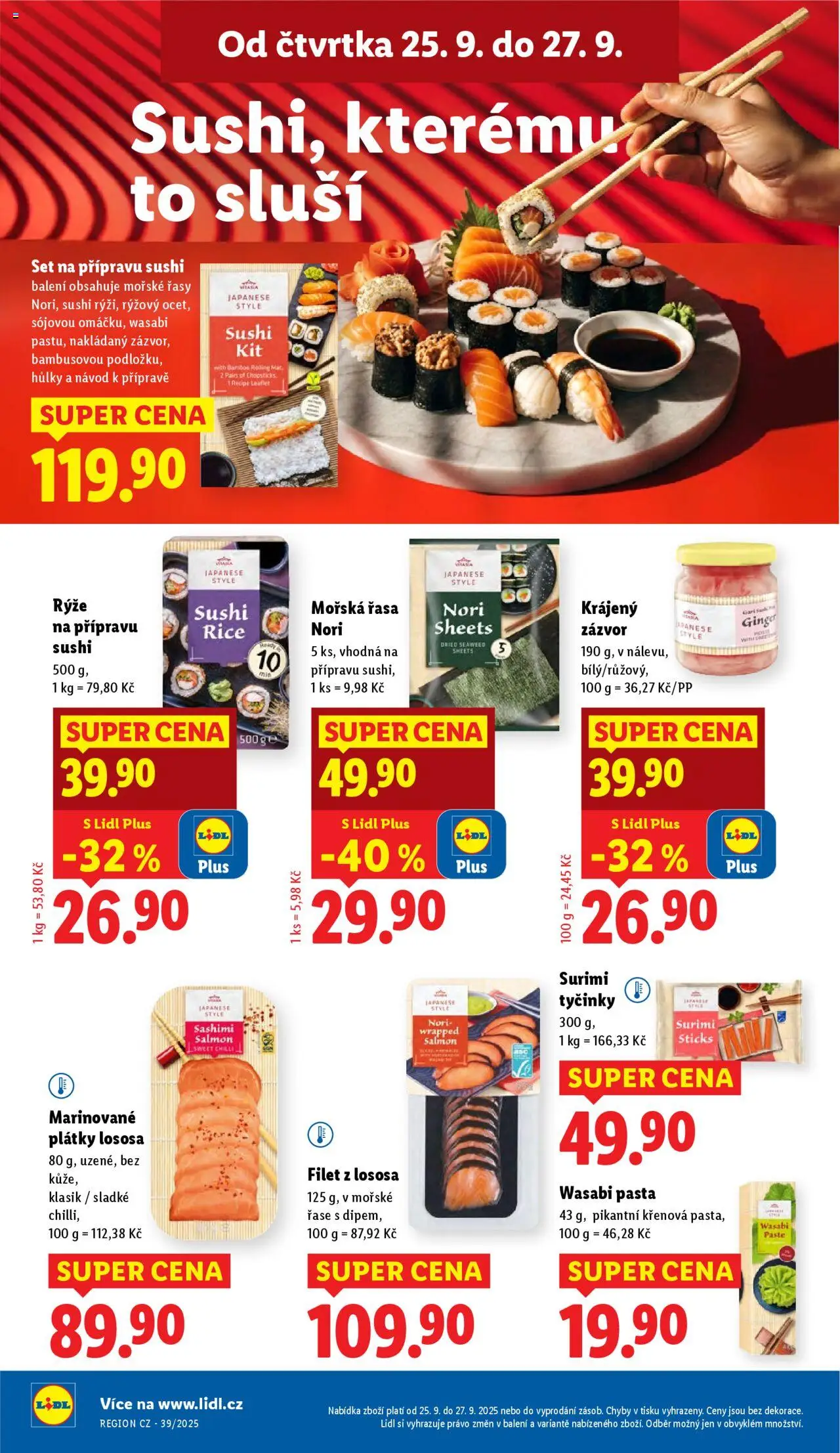 Lidl leták od 25.09.2025 | Strana: 20 | Produkty: Filet z lososa, Surimi tyčinky, Filet, Řasa nori