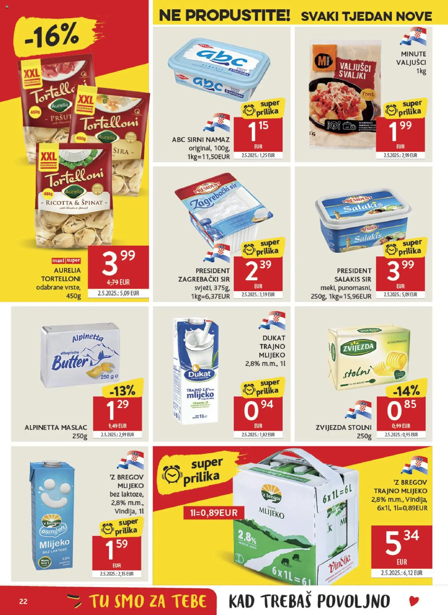 Konzum katalog | vrijedi od 28.01.2026 | Stranica: 22 | Proizvodi: Mlijeko, Maslac, Sir, Trajno mlijeko