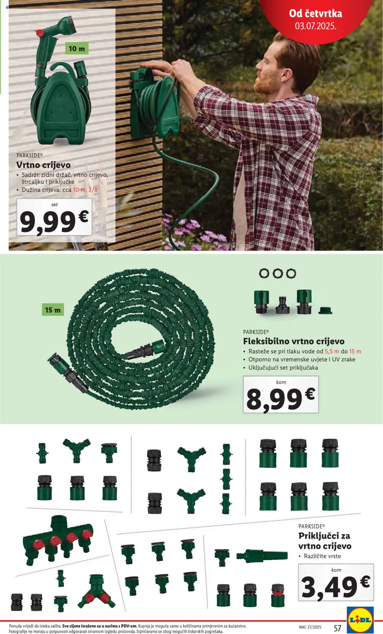 Lidl katalog | vrijedi od 30.06.2025 | Stranica: 57 | Proizvodi: Vrtno crijevo