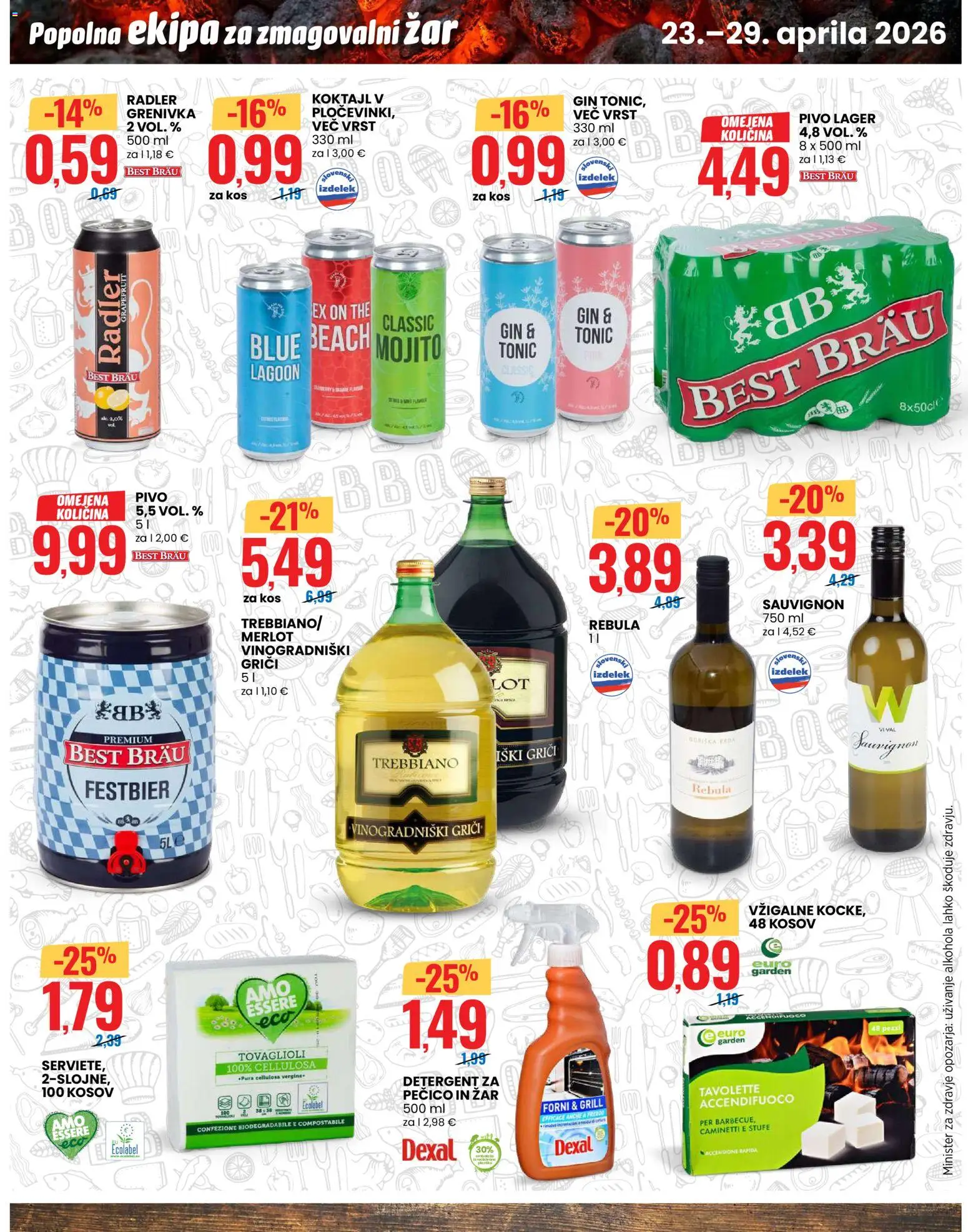 Novi Eurospin katalog ponudbe – veljaven od 23.04.2026 | Stran: 8 | Izdelki: Zar, Kos, Pivo, Gin