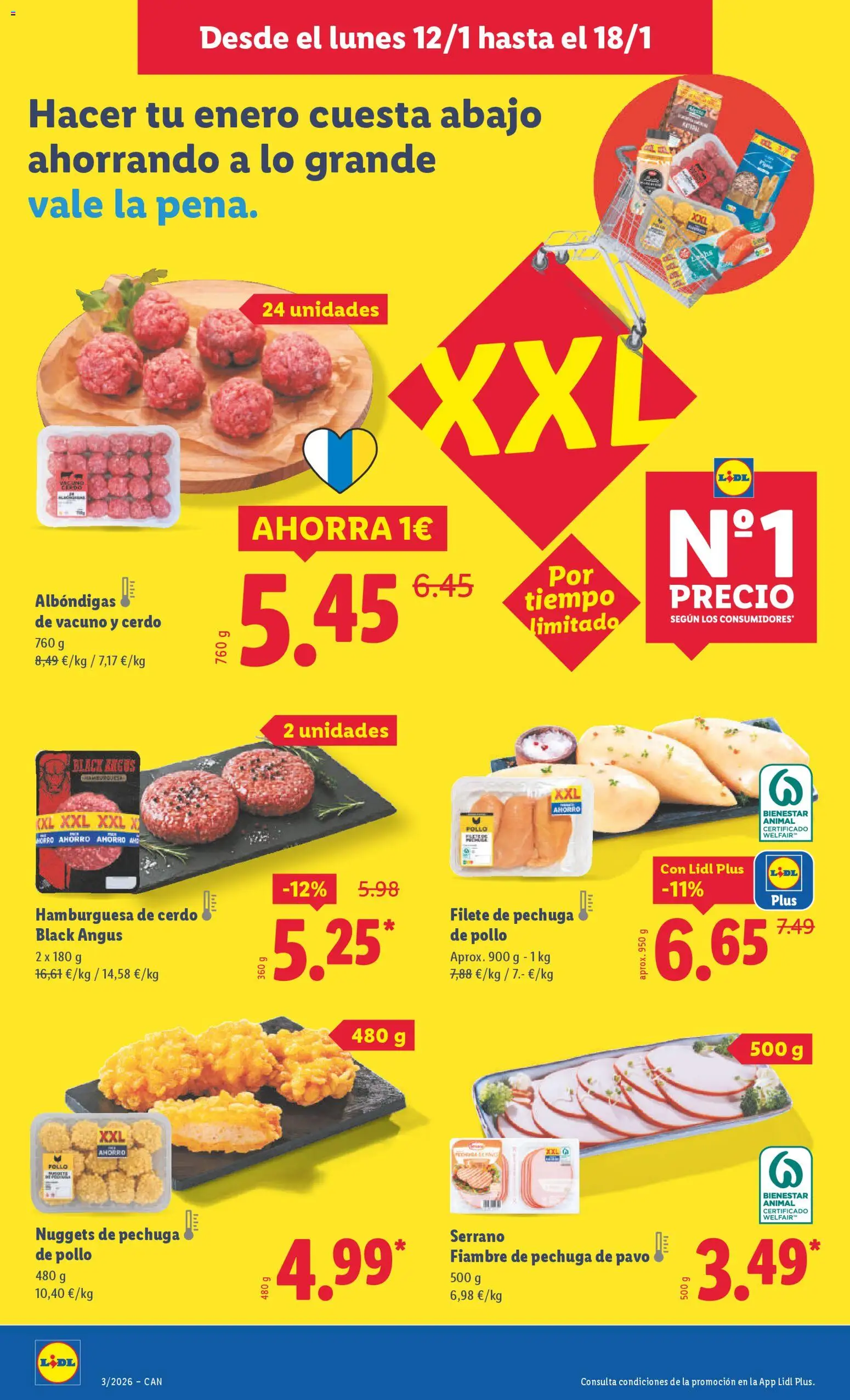 Lidl -Canarias │ válido desde el 12.01.2026 | Página: 6 | Productos: Cerdo, Filete, Σοκολατούχο γάλα, Nuggets