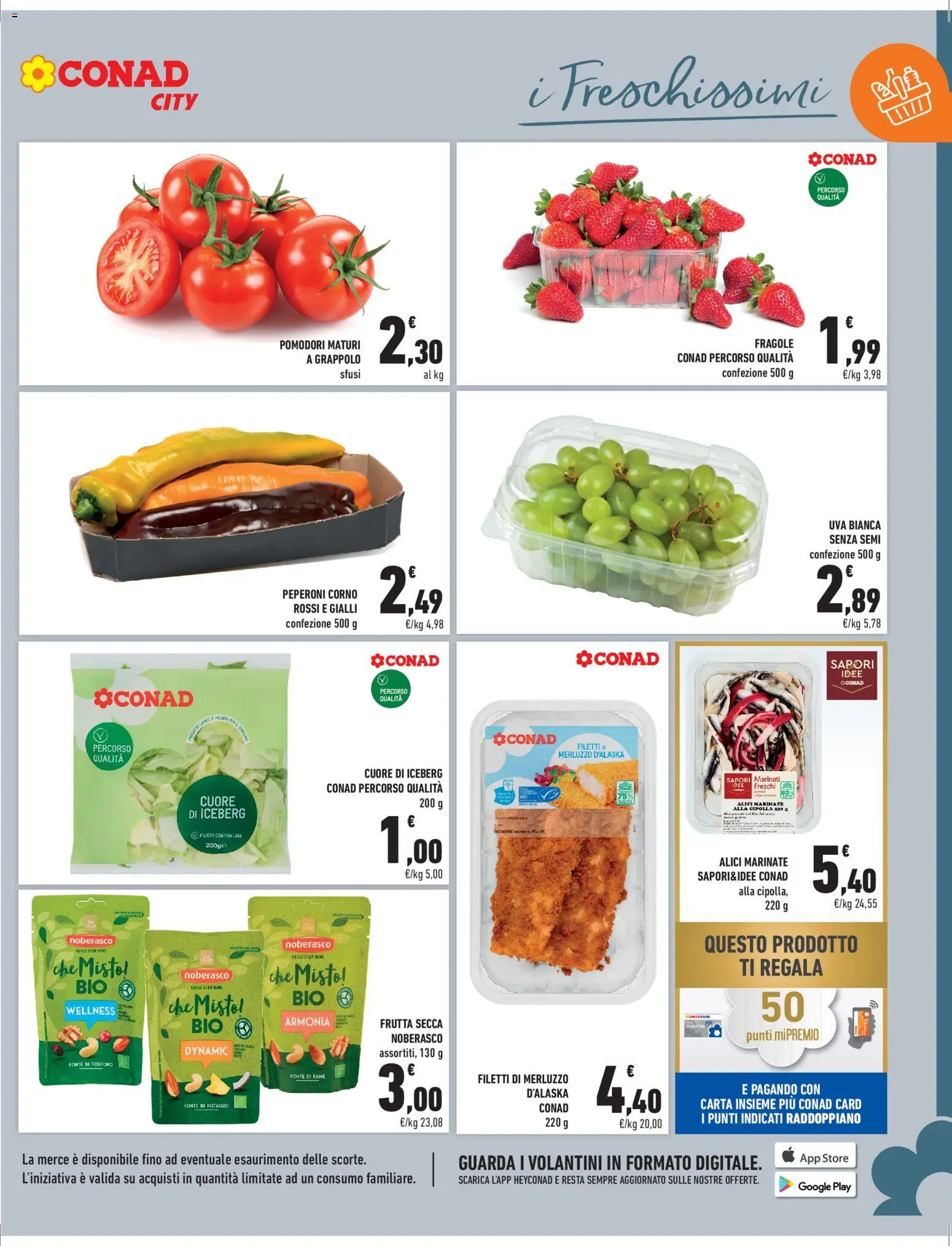 Volantino Conad del 17.04.2026 | Pagina: 7 | Prodotti: Merluzzo, Frutta, Uva, Alici