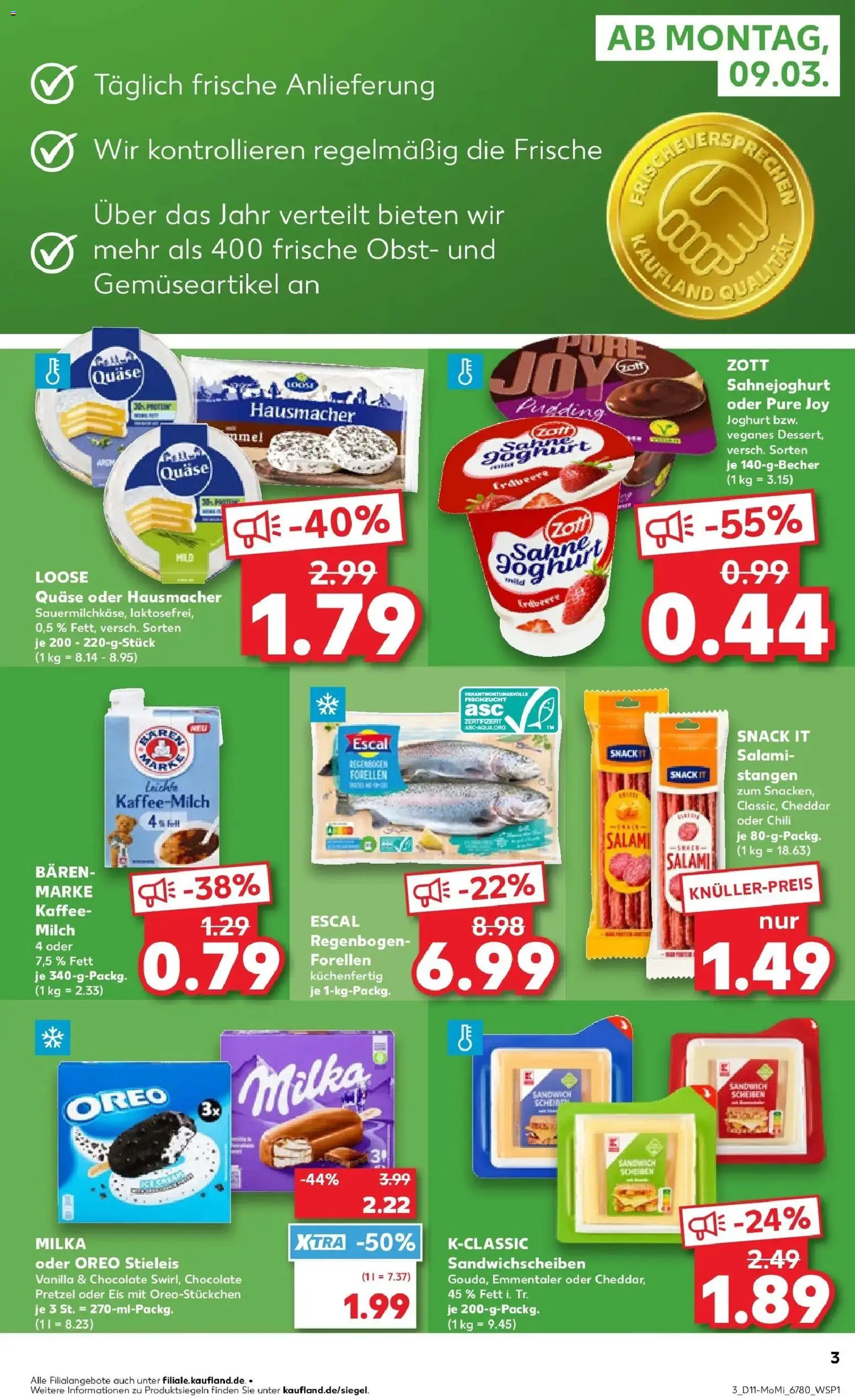 Kaufland Prospekt Bentwisch	 – gültig ab 09.03.2026 | Seite: 3 | Produkte: Joghurt, Milka, Pudding, Chili