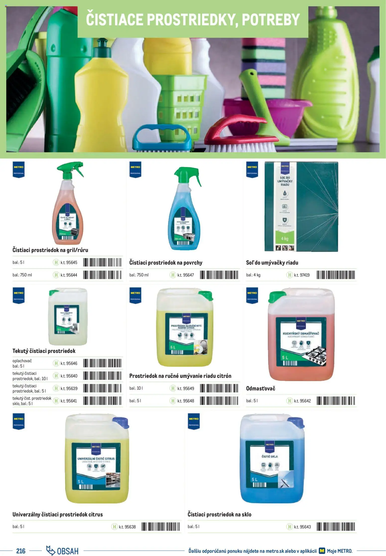 Nové Metro akcie – leták je platný od 01.01.2025 | Strana: 216 | Produkty: Čistiaci prostriedok, Soľ