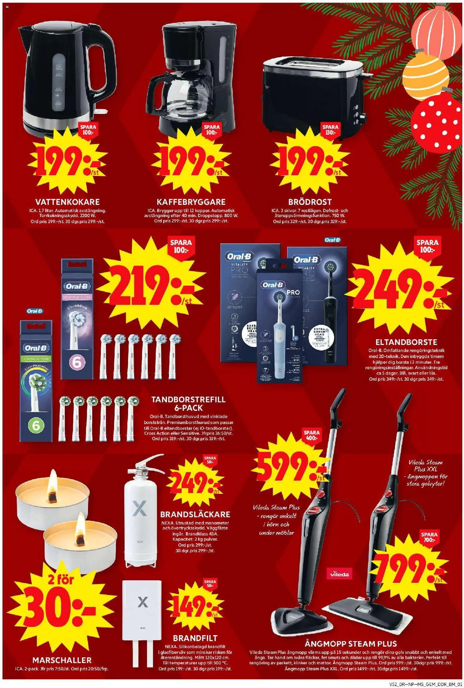 ICA Maxi reklamblad aktuell från 22.12.2025 | Sida: 13 | Produkter: Vattenkokare, Brödrost, Eltandborste, Brandsläckare