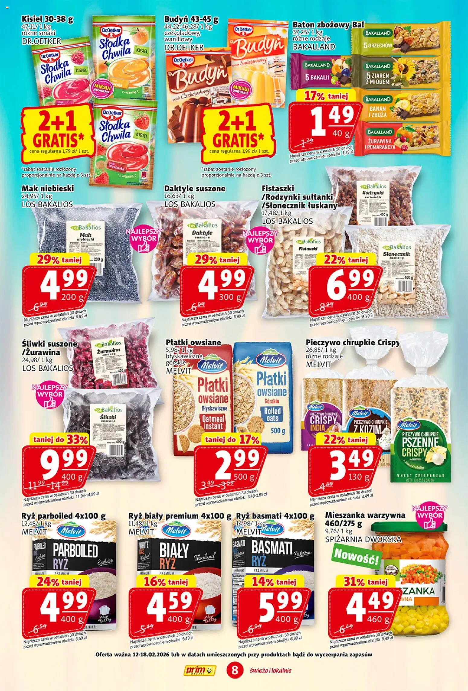 Prim Market Gazetka od 12.02.2026 | Strona: 8 | Produkty: Mak, Mak niebieski, Baton, Ryż basmati