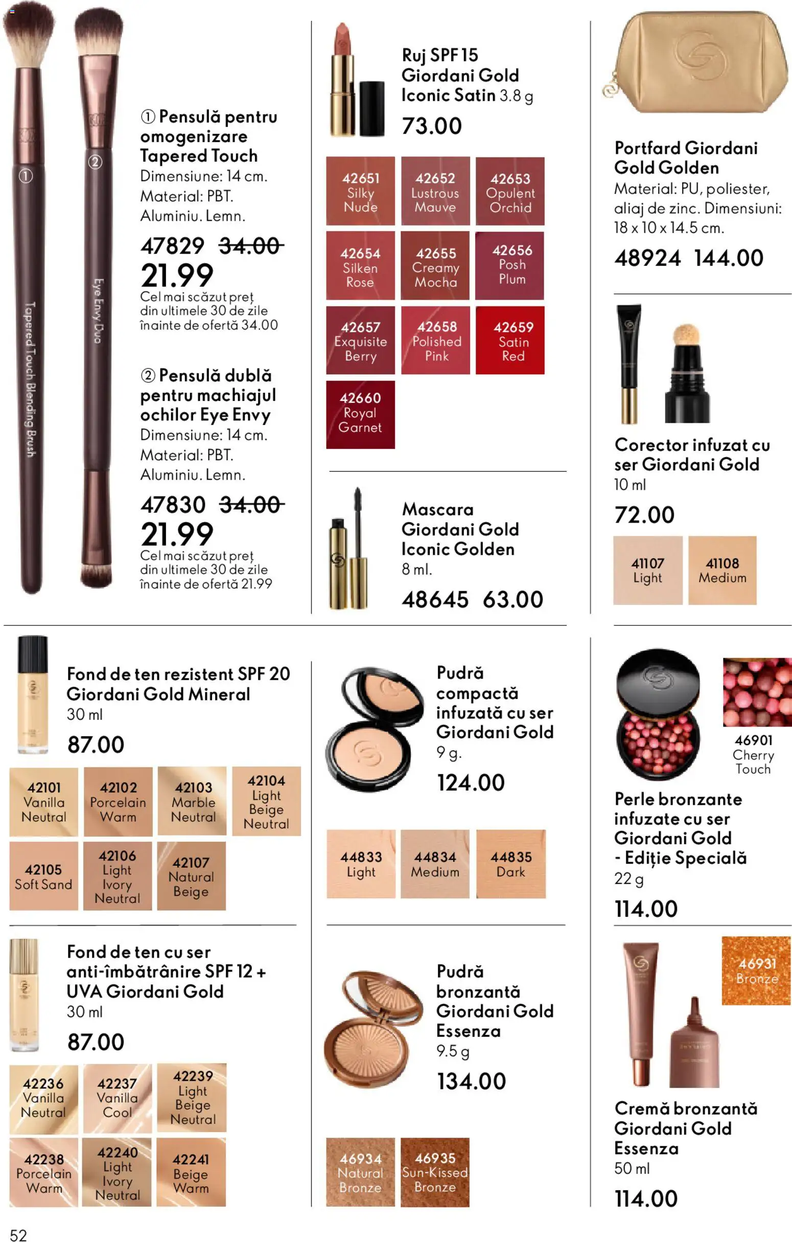 Noul catalog Oriflame – valabil de la 15.04.2026 | Pagină: 52 | Produse: Fond de ten, Portfard, Mascara, Cremă