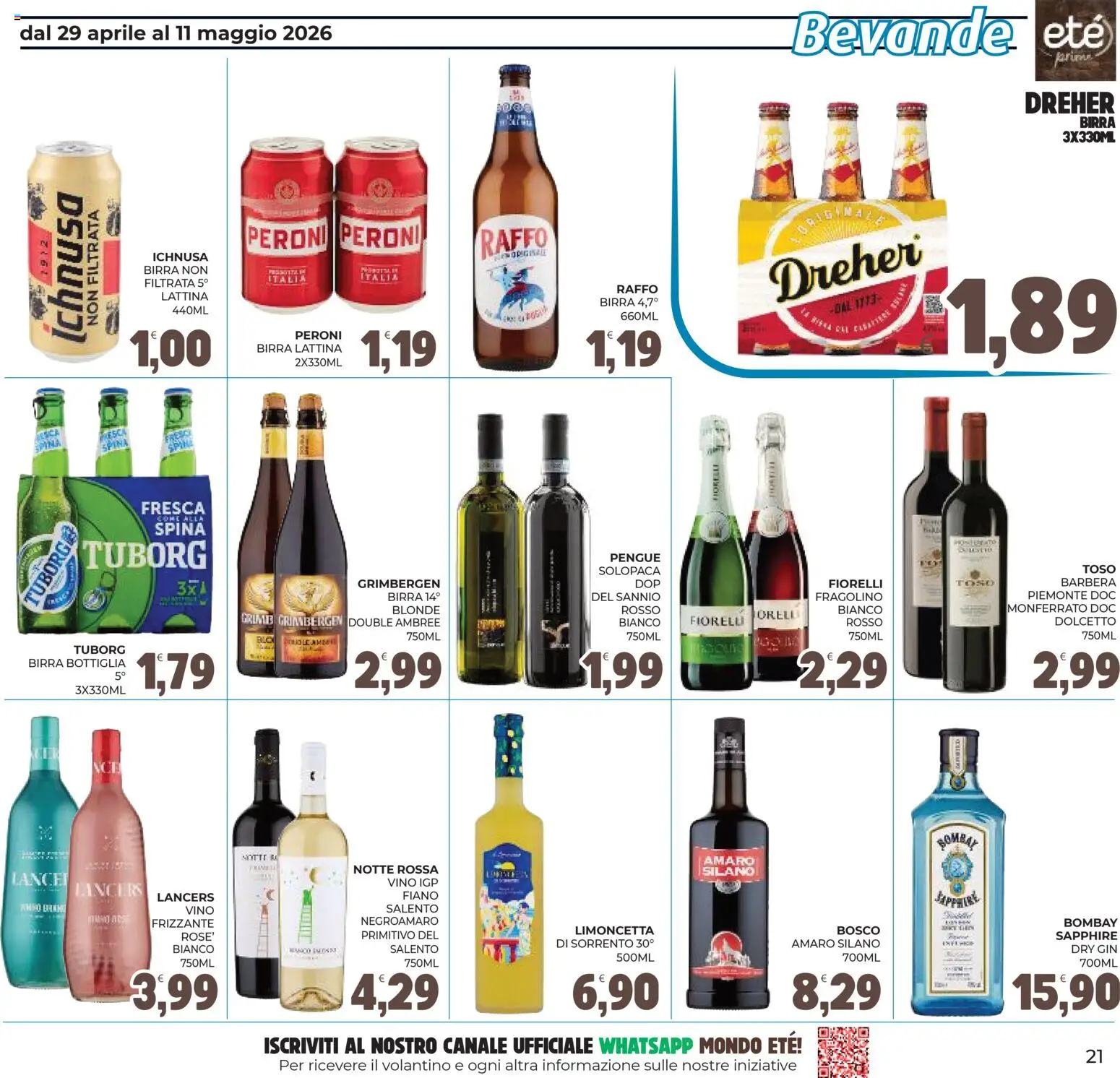 Volantino Eté del 29.04.2026 | Pagina: 21 | Prodotti: Gin, Vino, Bottiglia, Amaro