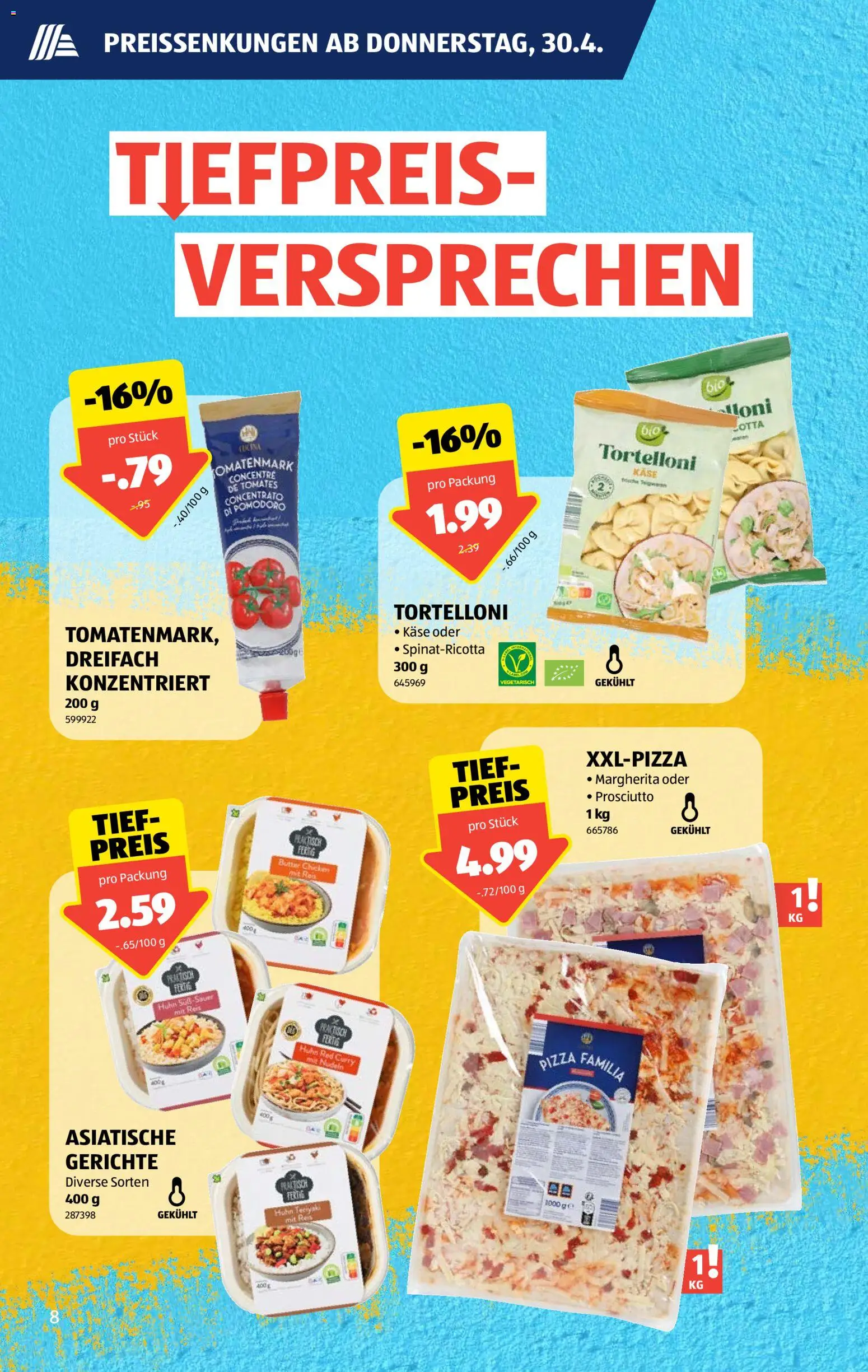 Aldi aktionen – gültig ab 30.04.2026 | Seite: 8 | Produkte: Butter, Käse, Pizza, Nudeln