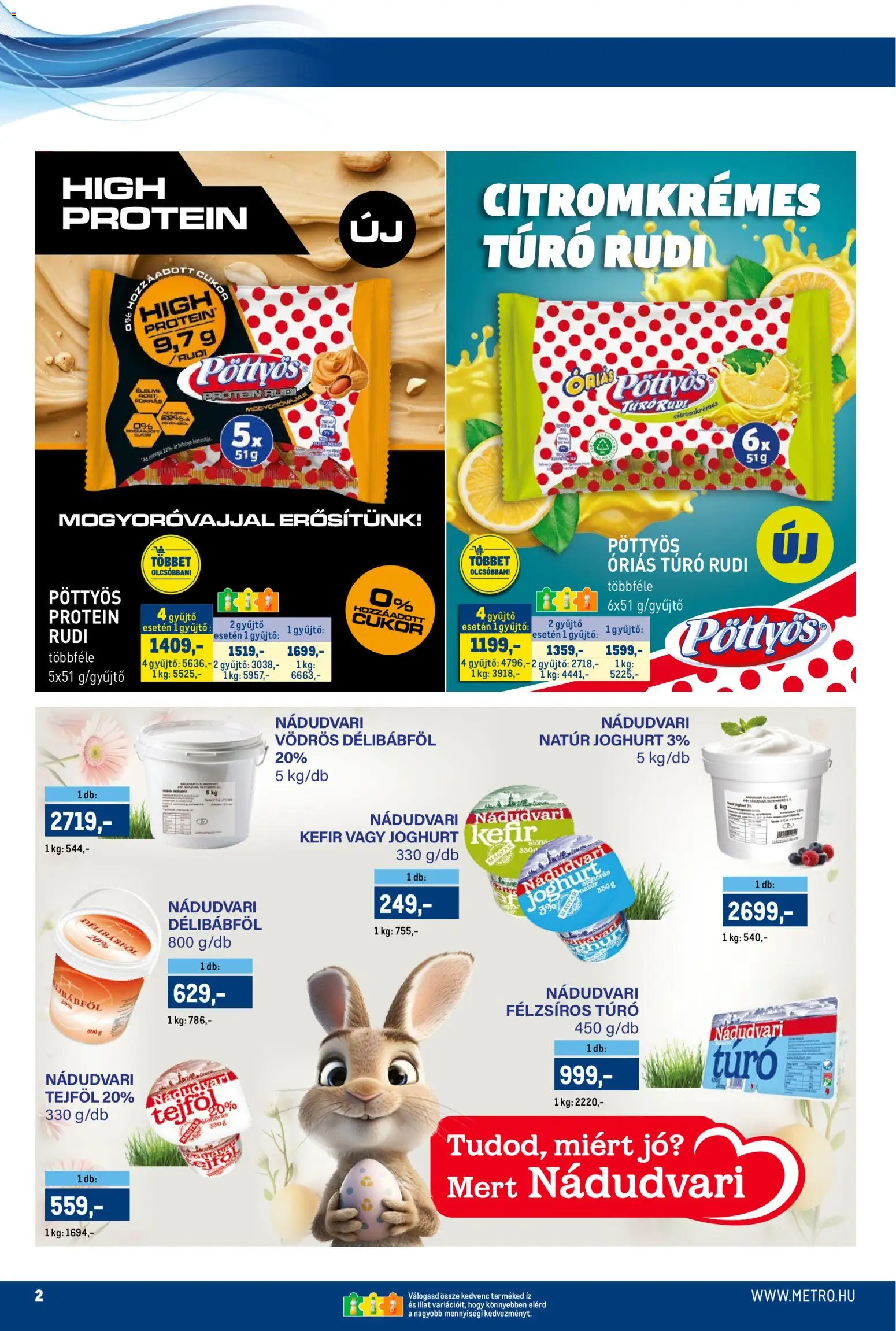 Metro akciós ujság - amely érvényes a következő dátumtól: 16.03.2026 | Oldal: 2 | Termékek: Kefir, Protein, Joghurt, Tejföl