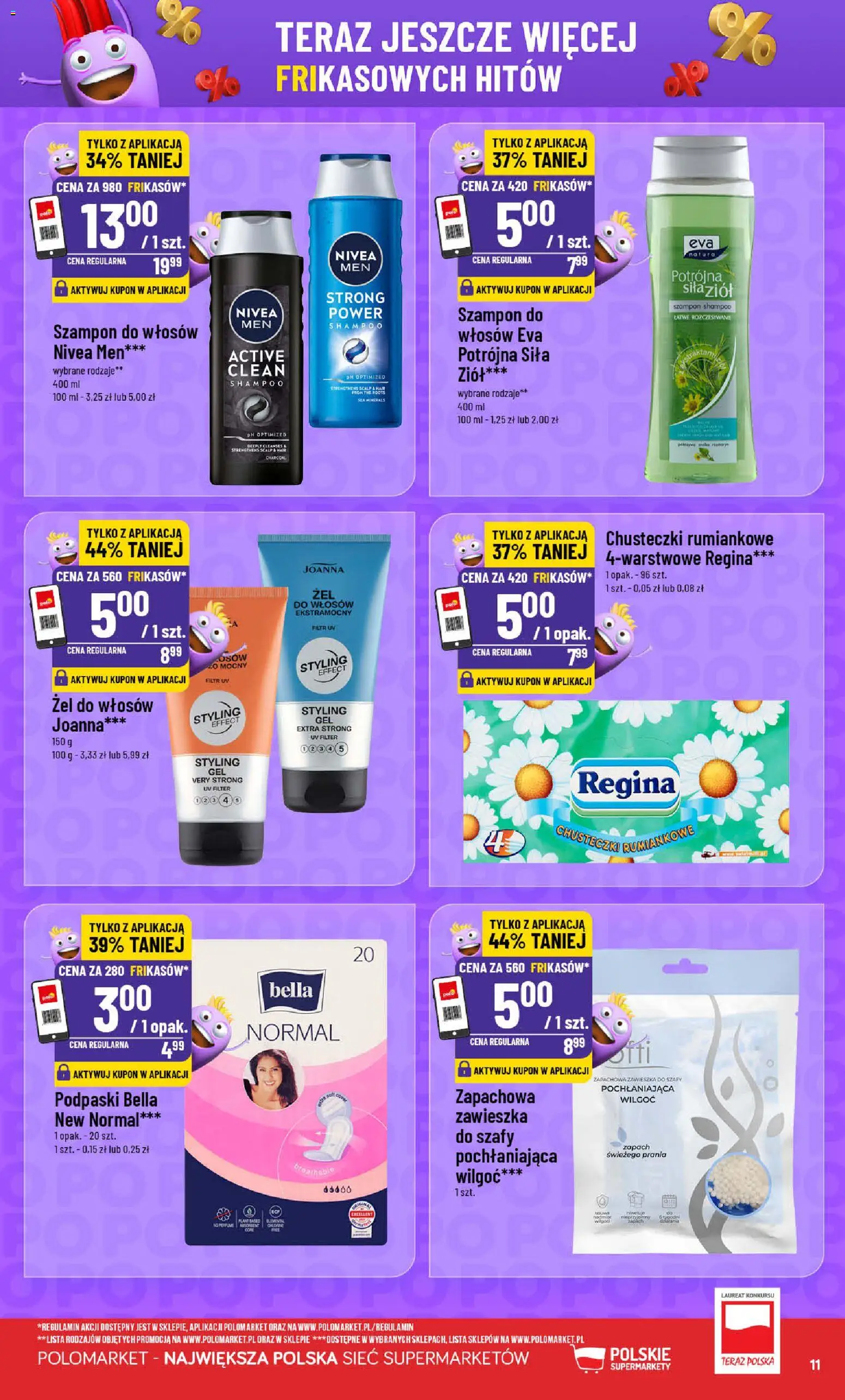 POLOmarket gazetka - Frikasowe Hity od 08.04.2026 | Strona: 11 | Produkty: Podpaski bella, Podpaski, Zapach, Szampon
