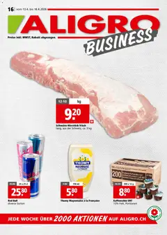 Aligro aktionen Business Schlieren, Gossau SG, Frauenfeld, Rapperswil-Jona, Sargans, Bern ab 13.04.2026 gültig