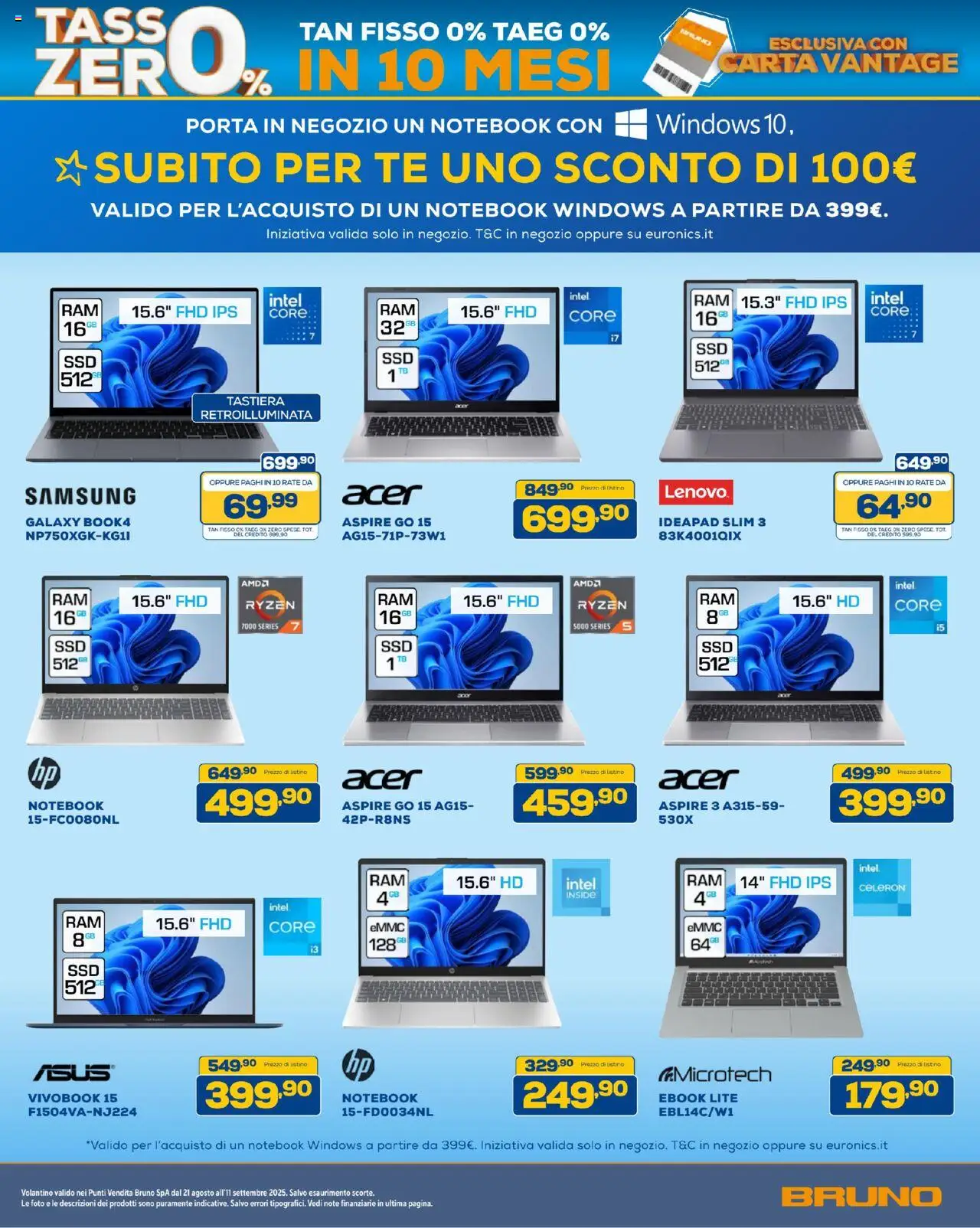 Volantino BRUNO del 21.08.2025 | Pagina: 4 | Prodotti: Notebook, Tè, Tastiera, Samsung