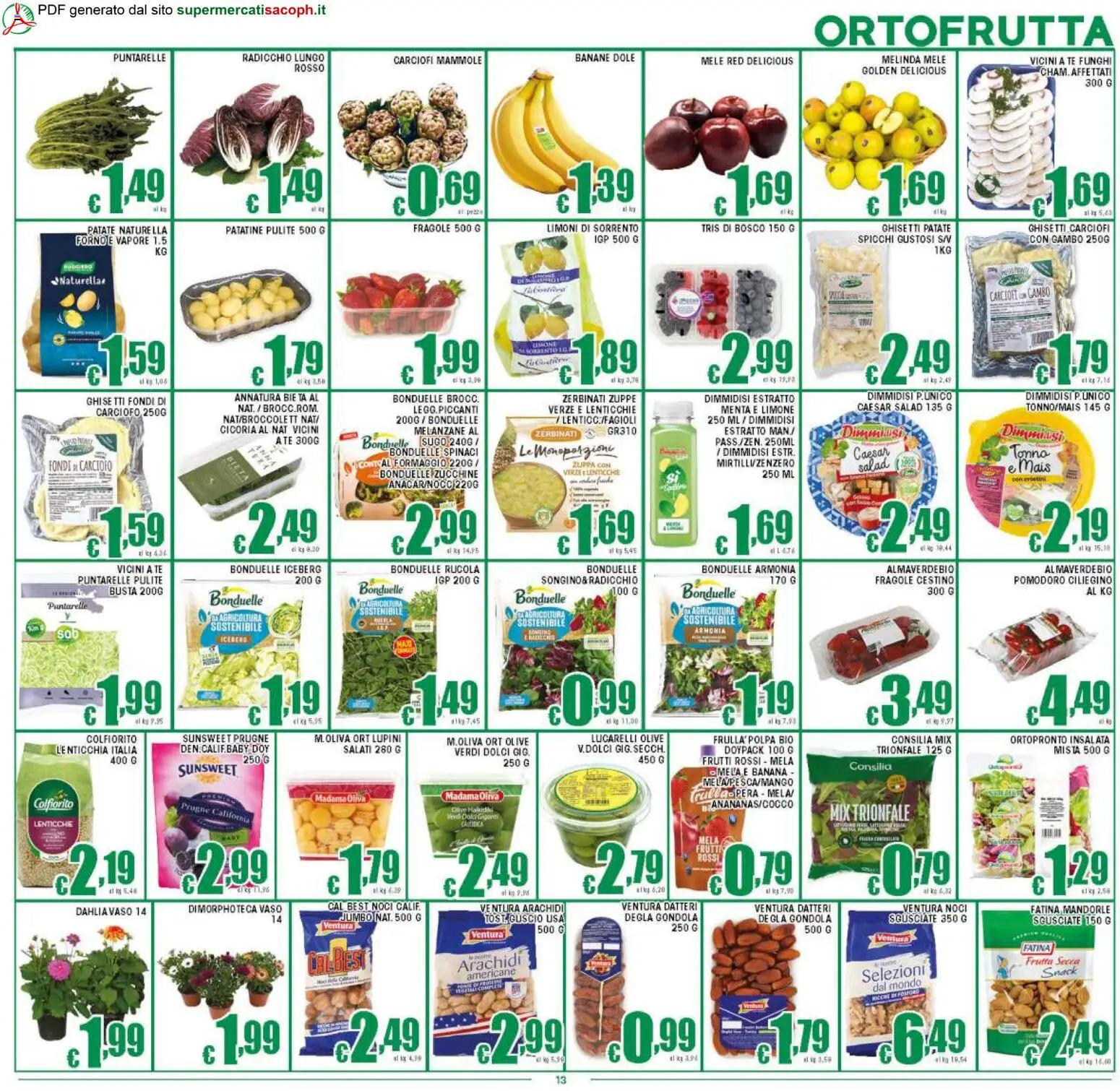 Volantino Sacoph del 27.03.2026 | Pagina: 13 | Prodotti: Lupini, Insalata, Mandorle, Zucchine
