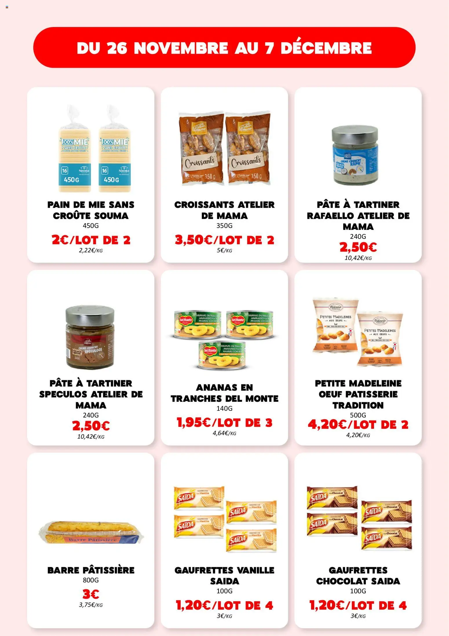 {H1} | Page: 9 | Produits: Spéculos, Pâte à tartiner, Ananas, Crème