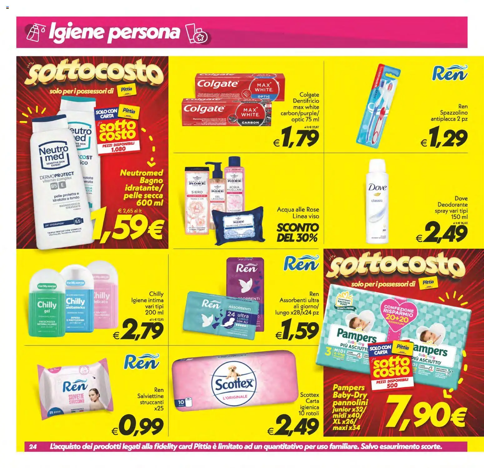 Volantino SuperConveniente del 24.02.2026 | Pagina: 24 | Prodotti: Carta igienica, Deodorante, Spazzolino, Pampers