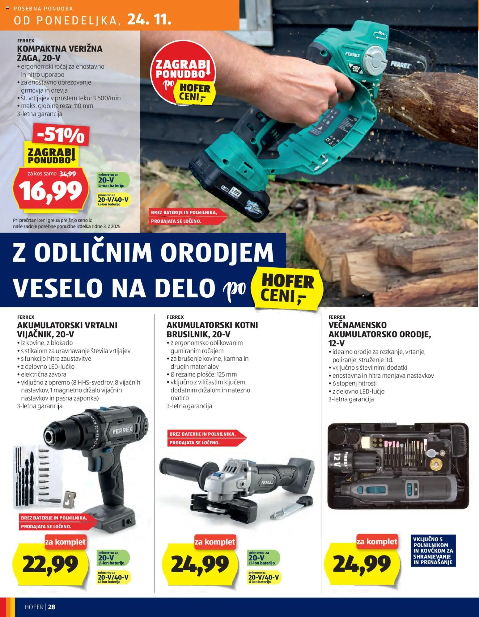 Novi Hofer katalog ponudbe – veljaven od 20.11.2025 | Stran: 28 | Izdelki: Baterije, Orodje, Kos