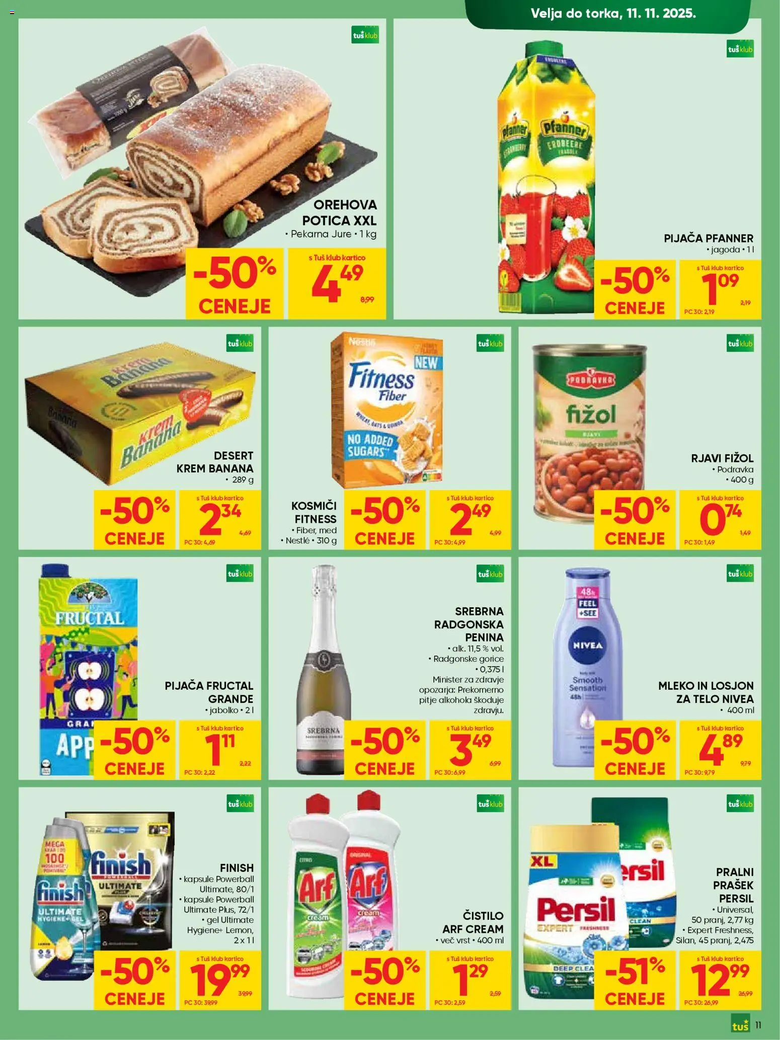 Novi Tuš katalog ponudbe – veljaven od 29.10.2025 | Stran: 11 | Izdelki: Pekarna, Penina, Mleko, Kosmici