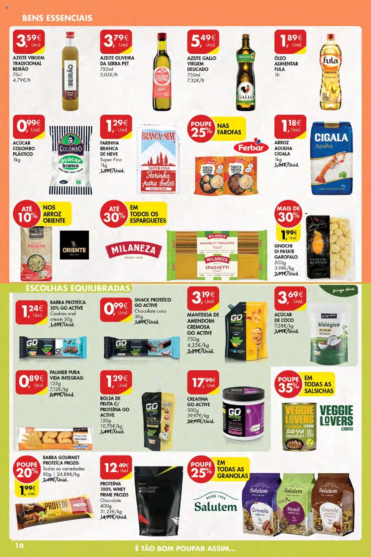 Pingo Doce Poupe Esta Semana Açores │ válido de 24.07.2025 | Página: 16 | Produtos: Milaneza, Arroz, Whey protein, Proteina