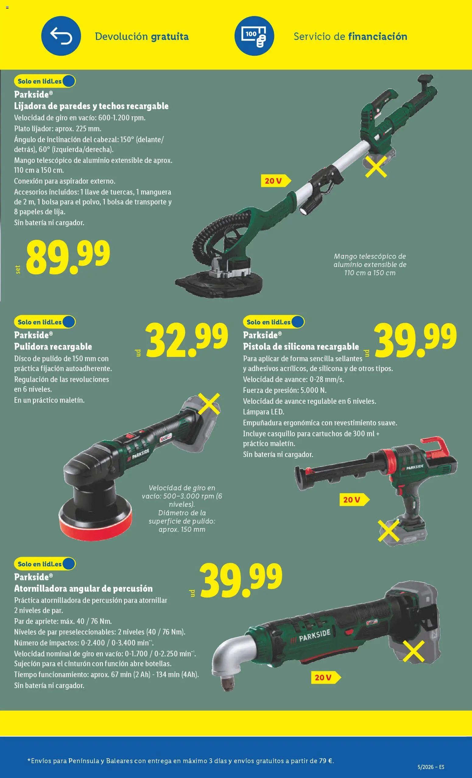 Lidl folleto de bazar │ válido desde el 26.01.2026 | Página: 15 | Productos: Disco, Aspirador, Batería, Lámpara