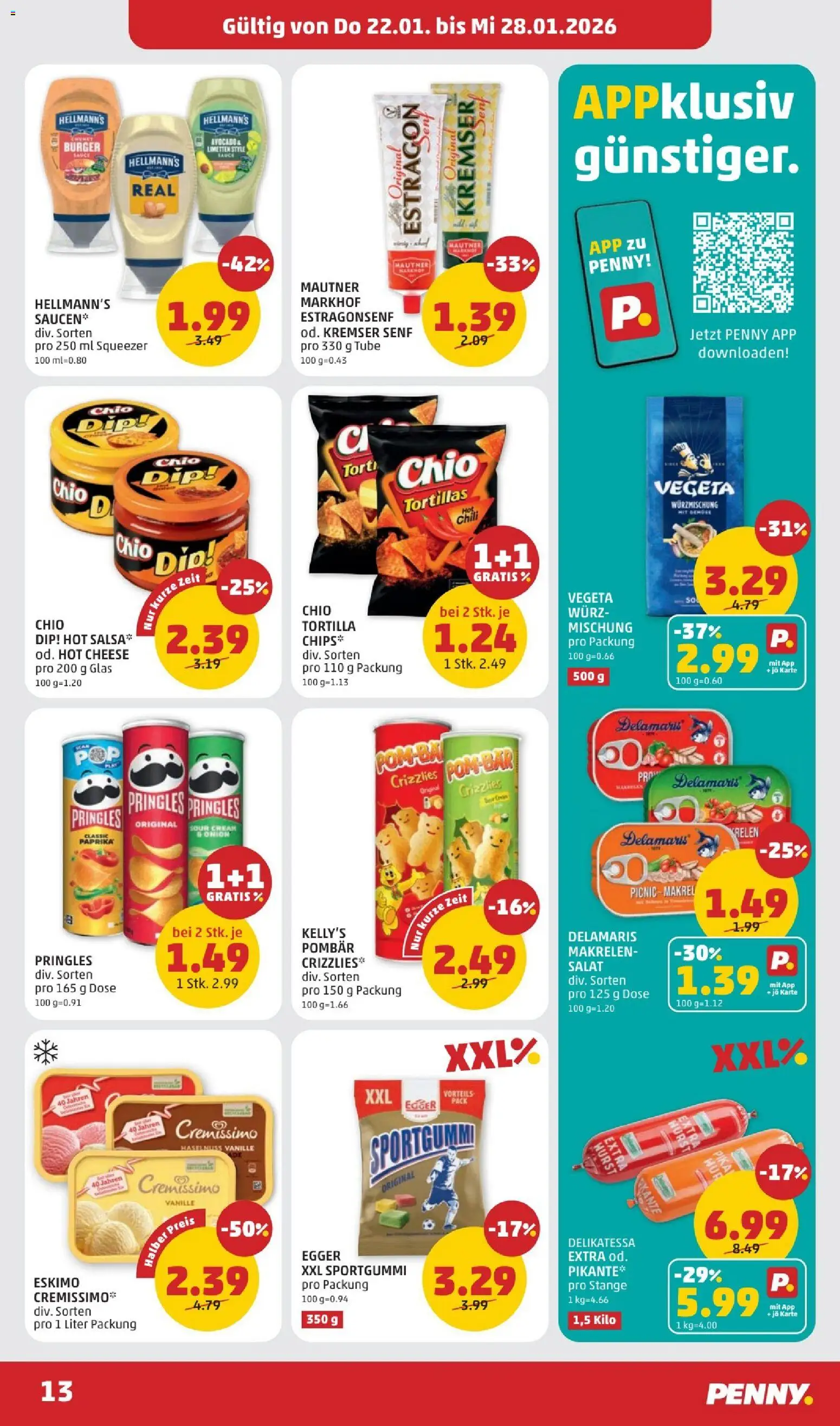 Penny Markt Flugblatt gültig ab 22.01.2026 | Seite: 13 | Produkte: Salat, Avocado, Chili