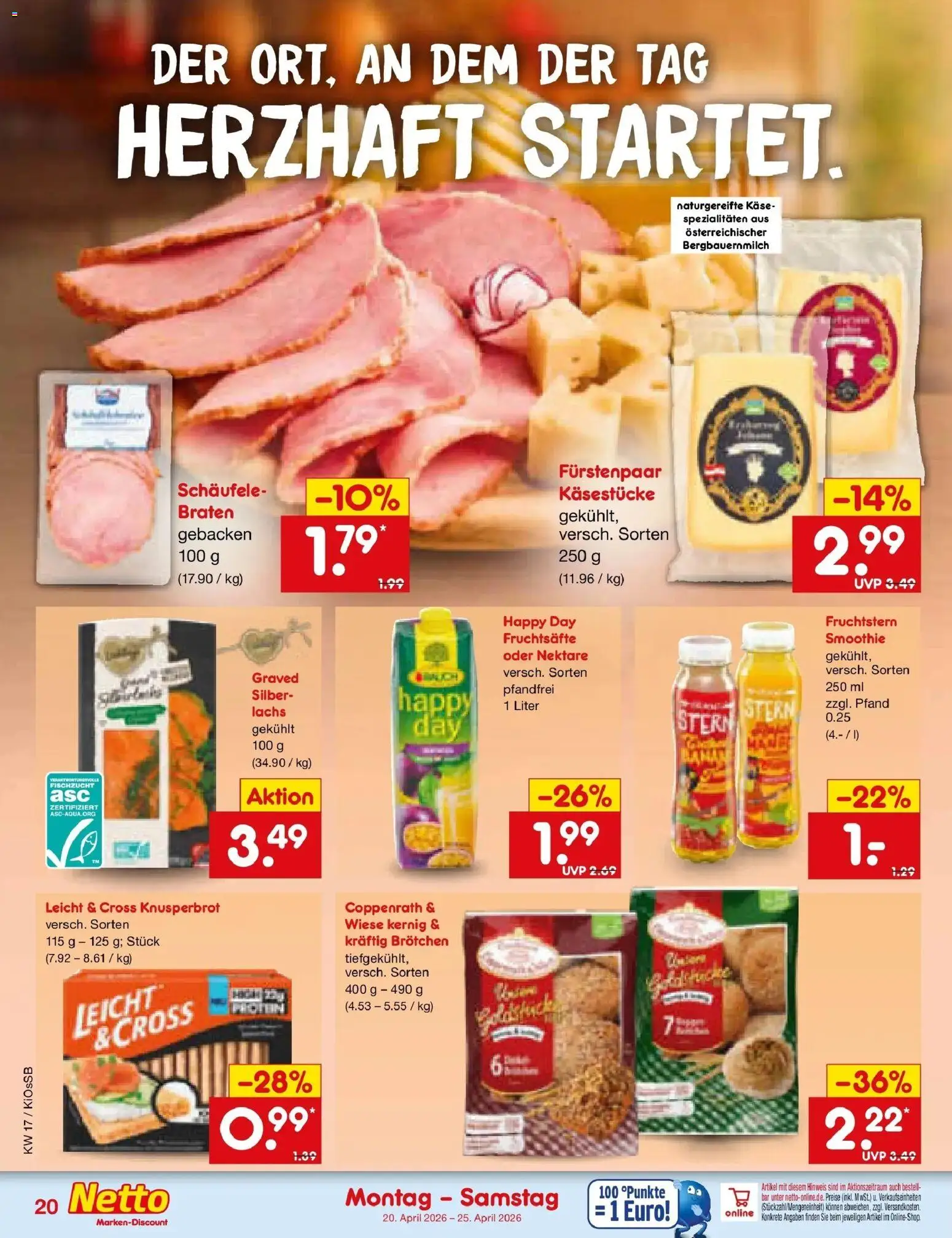 Netto Marken-Discount Prospekt Oberhaid	 – gültig ab 20.04.2026 | Seite: 22 | Produkte: Käse, Lachs