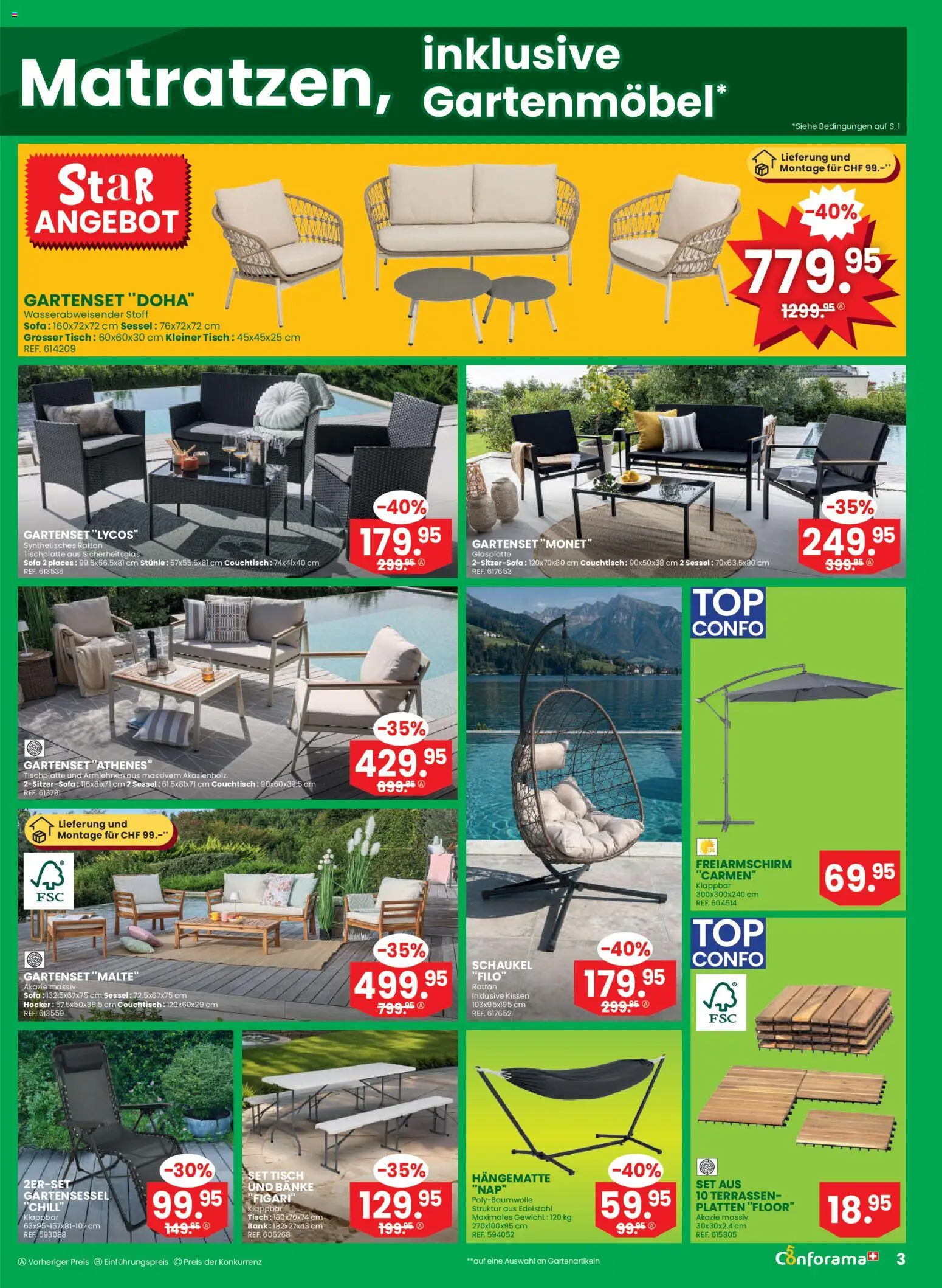 Conforama aktionen – gültig ab 08.04.2026 | Seite: 3 | Produkte: Tisch, Hocker, Kissen, Sofa