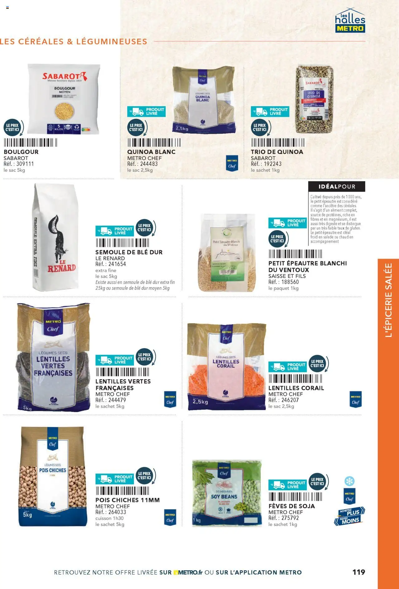  | Page: 119 | Produits: Semoule extra fine, Quinoa, Pois chiches, Céréales