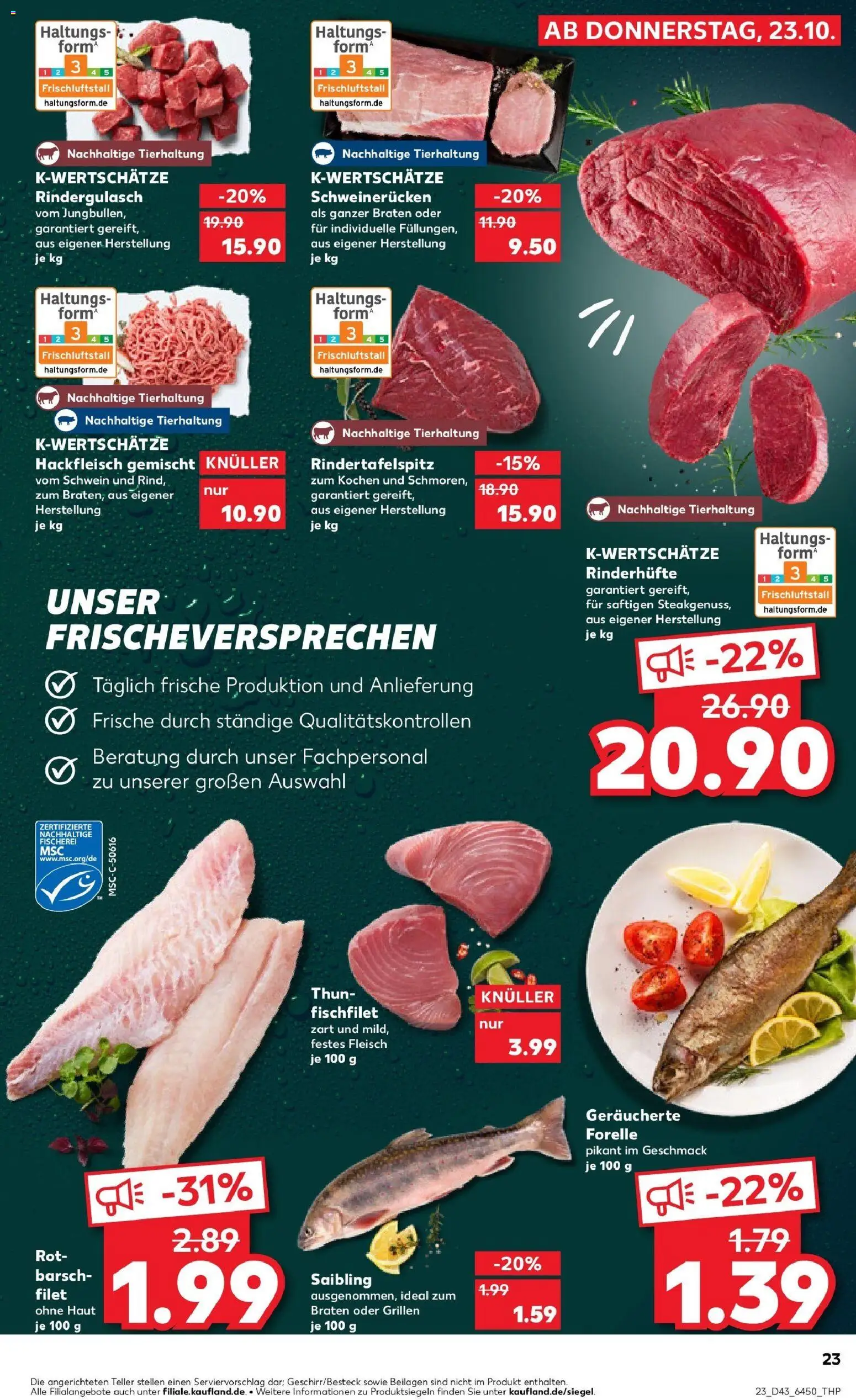 Kaufland prospekt Regensburg	 – gültig ab 27.10.2025 | Seite: 23 | Produkte: Rindergulasch, Schweinerucken, Fleisch, Hackfleisch