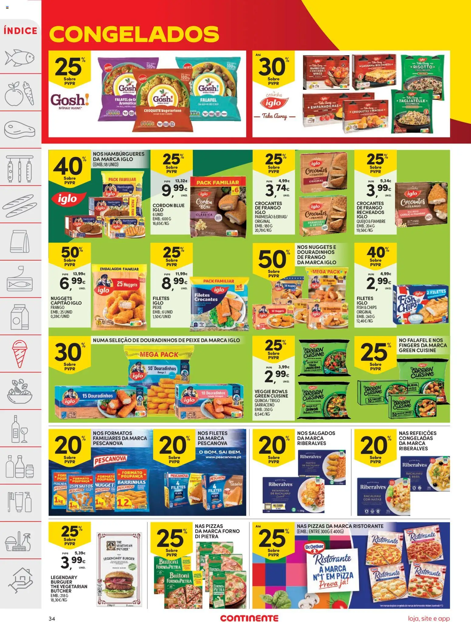 Continente folheto │ válido de 11.11.2025 | Página: 34 | Produtos: Lasanha, Colcha, Cogumelos, Nuggets