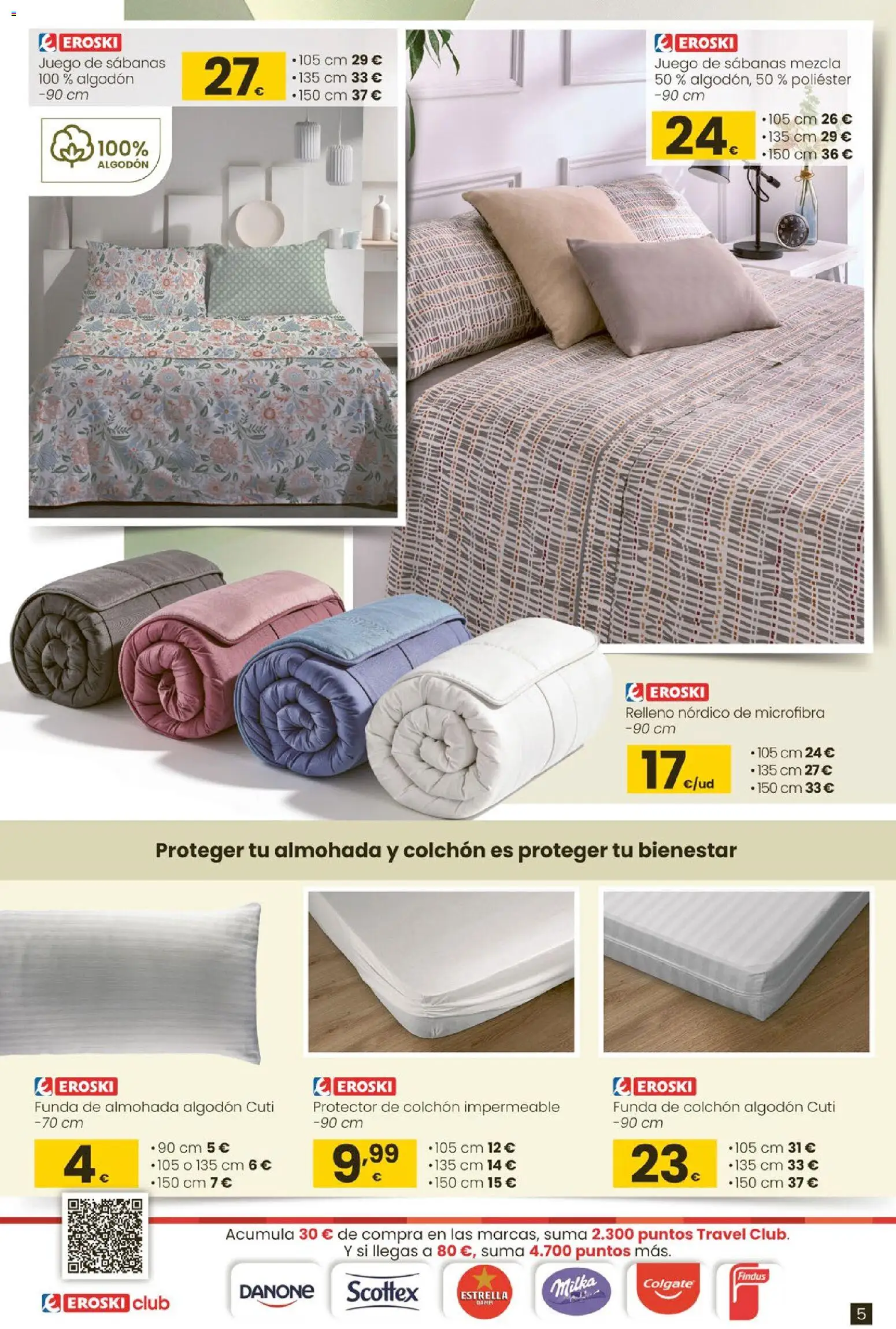 Eroski - Oh Qué agusto │ válido desde el 05.03.2026 | Página: 5 | Productos: Juego de sábanas, Colchon, Funda, Almohada