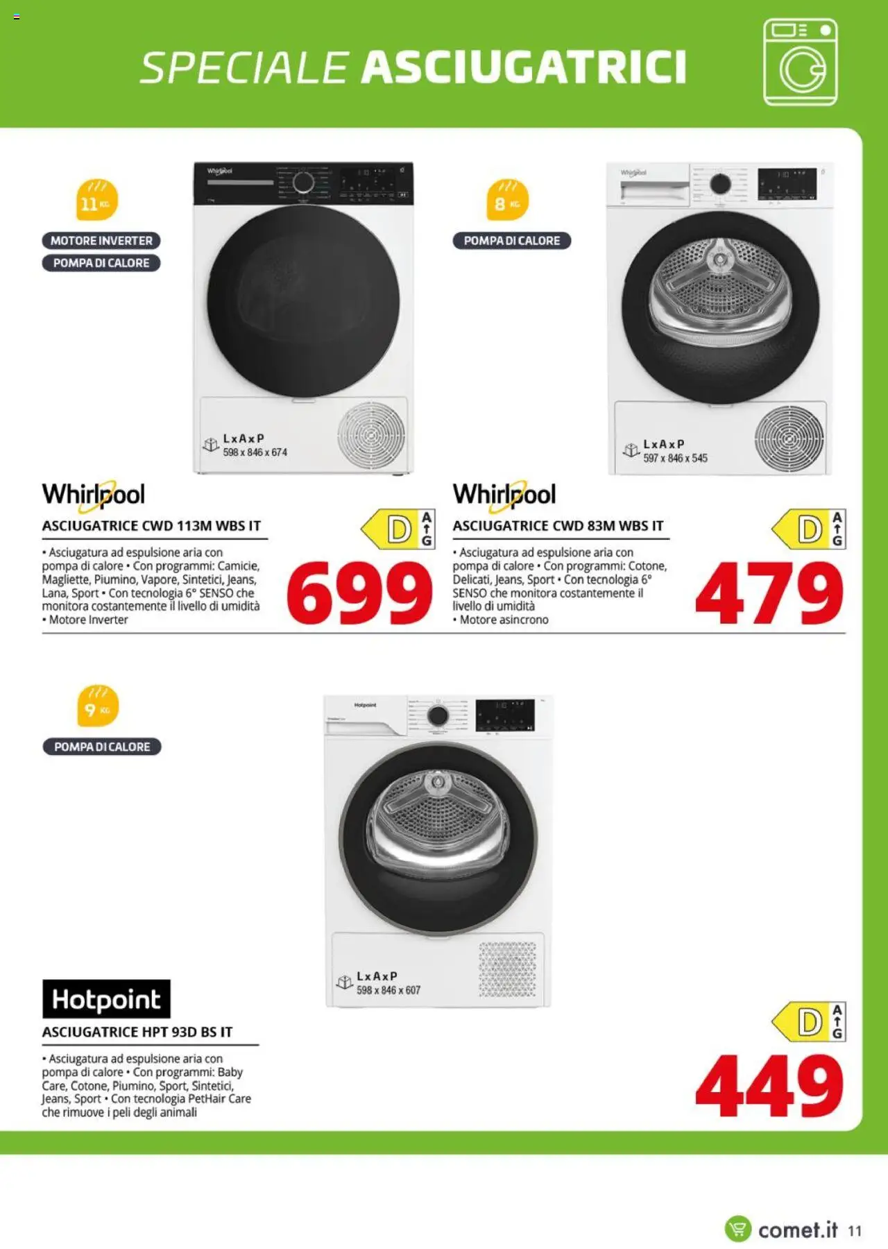 Volantino Comet del 10.10.2025 | Pagina: 11 | Prodotti: Asciugatrice