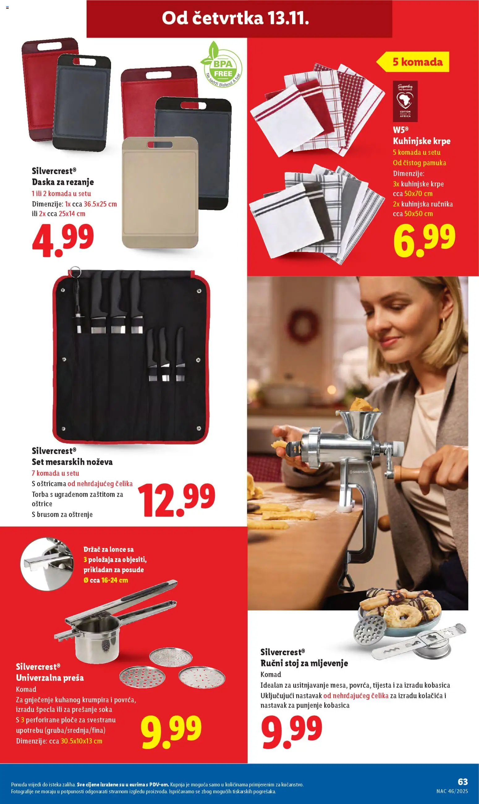 Lidl katalog | vrijedi od 10.11.2025 | Stranica: 63 | Proizvodi: Kuhinjske krpe, Kobasica, Torba, Daska za rezanje