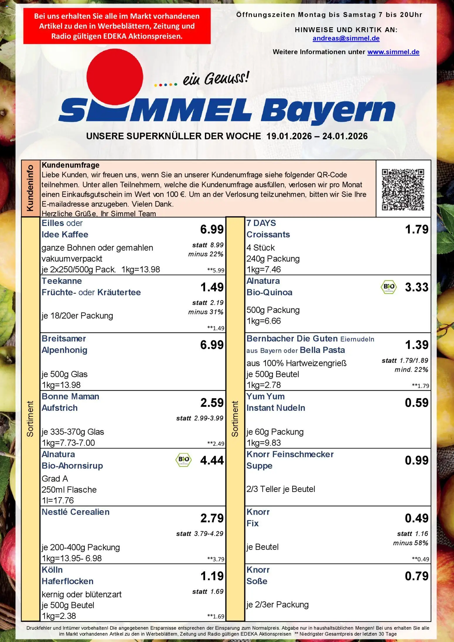 Simmel Handzettel  – gültig ab 19.01.2026 | Seite: 1 | Produkte: Idee kaffee, Teekanne, Nudeln, Bonne maman
