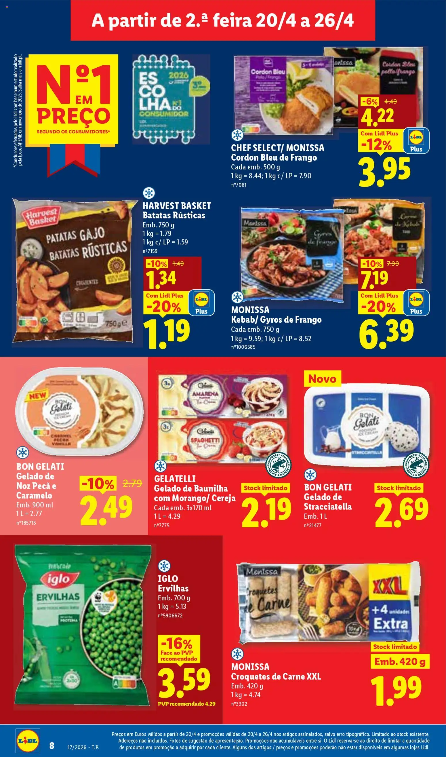 Lidl folheto │ válido de 20.04.2026 | Página: 8 | Produtos: Frango, Cereja, Gelado, Carne