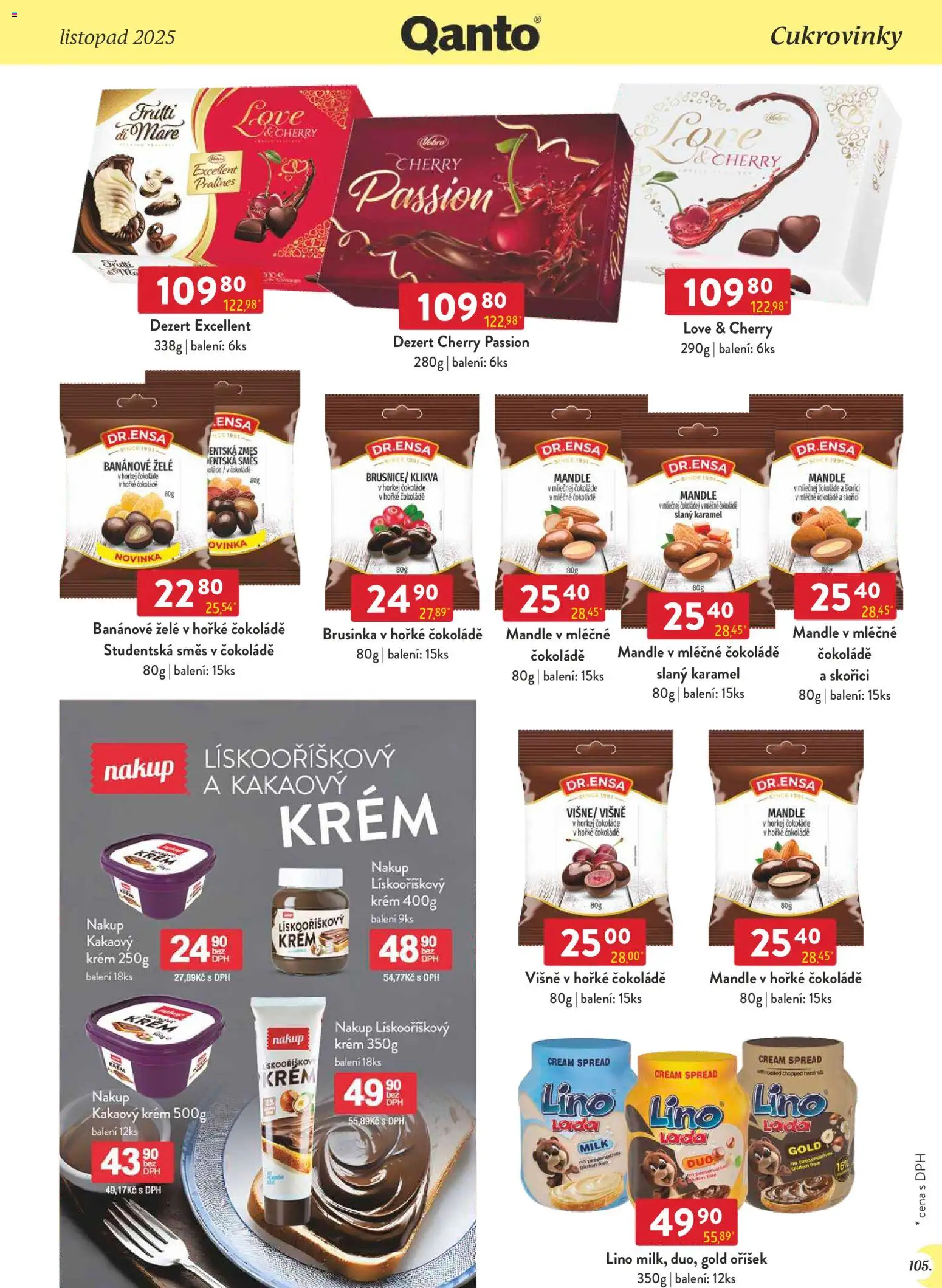 Astur & Qanto - Leták - Velkoobchod 11/2025 od 01.11.2025 | Strana: 105 | Produkty: Slaný karamel, Krém, Studentská směs, Mandle