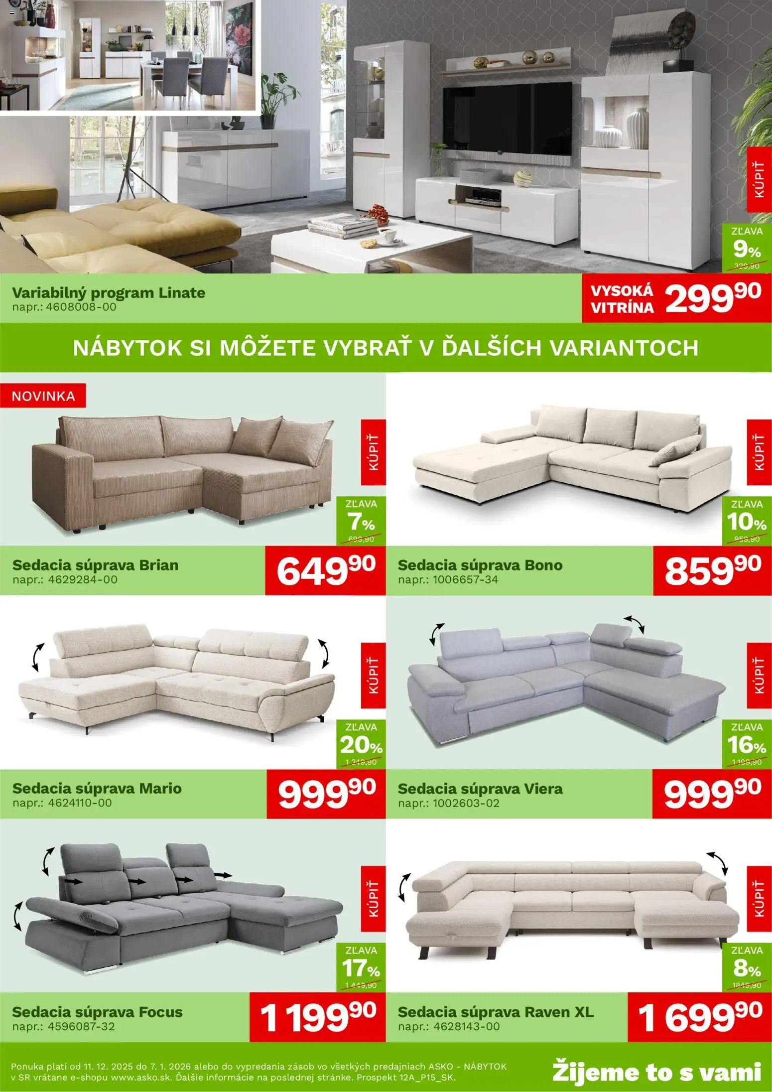 Nové ASKO nábytok akcie – leták je platný od 11.12.2025 | Strana: 2 | Produkty: Nábytok, Sedacia súprava