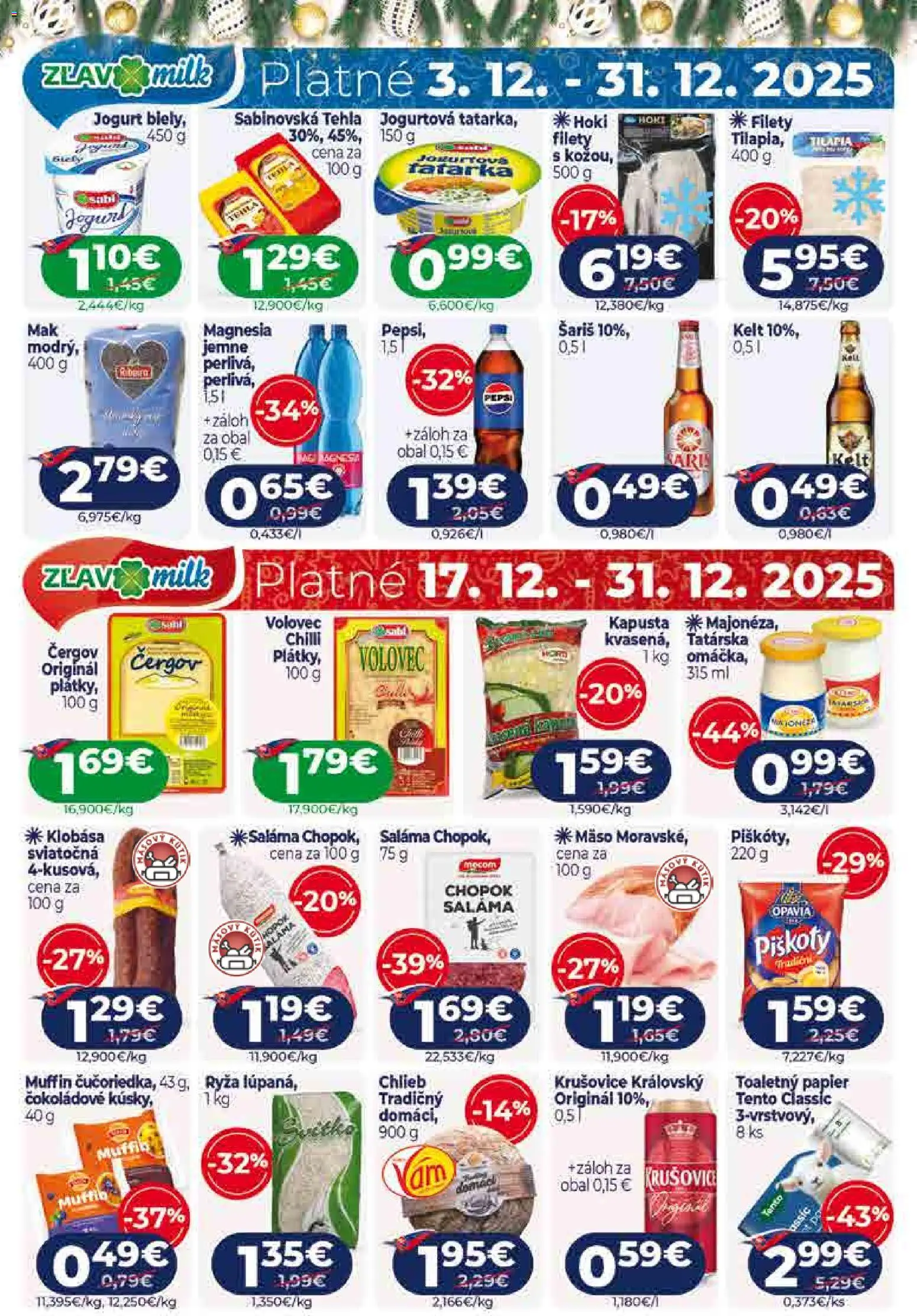 Nové Milk Agro akcie – leták je platný od 17.12.2025 | Strana: 16 | Produkty: Chilli, Šariš, Magnesia, Pepsi