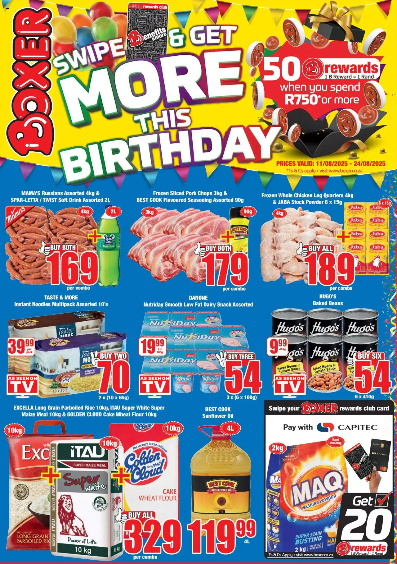 Boxer - Free State, Northern Cape, North West - Specials │ valid from 11.08.2025 | Page: 1 | Products: Cake, Beans, Boerewors, Chicken