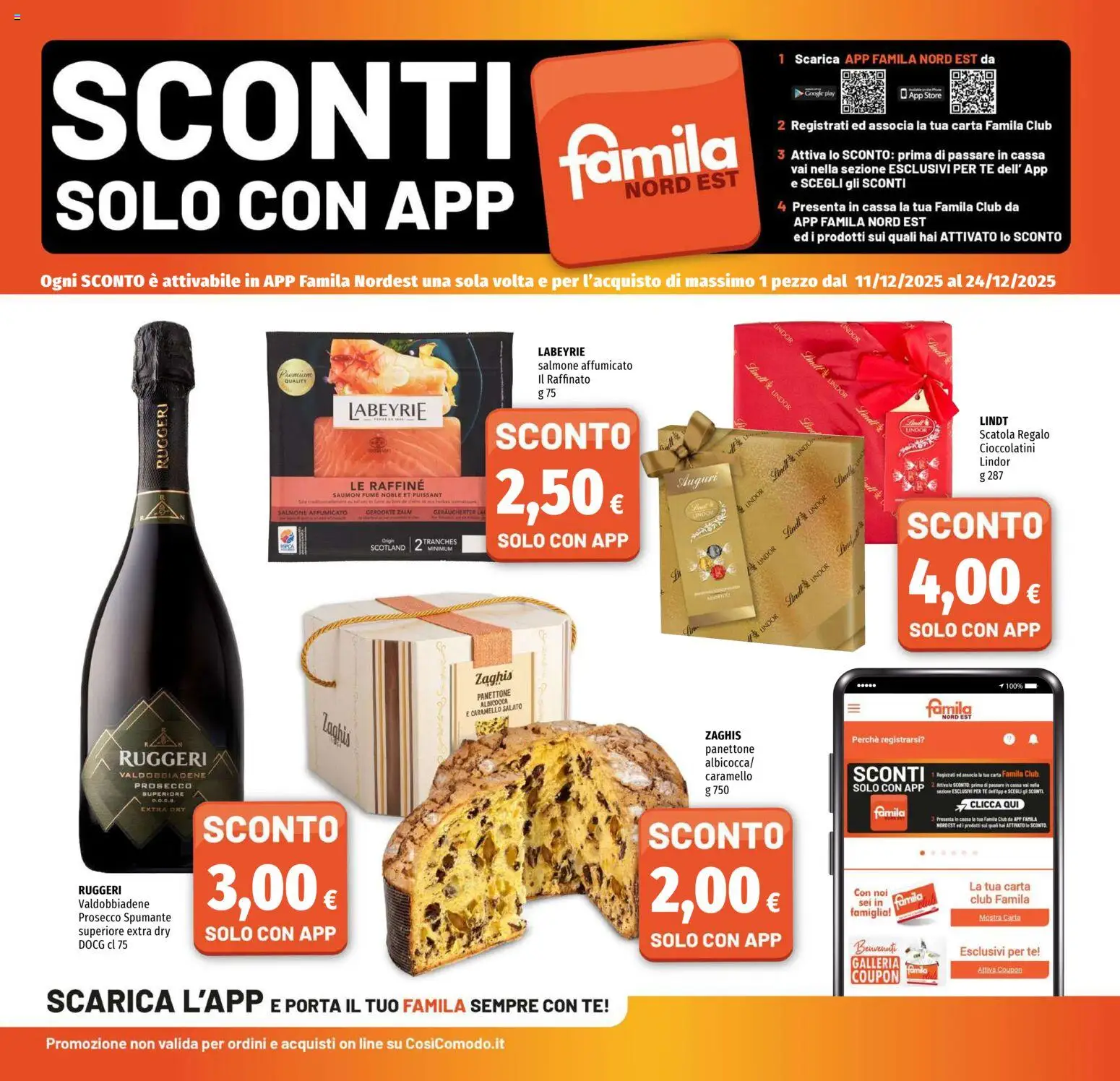 Volantino Famila del 11.12.2025 | Pagina: 23 | Prodotti: Prosecco, Spumante, Cioccolatini, Scatola
