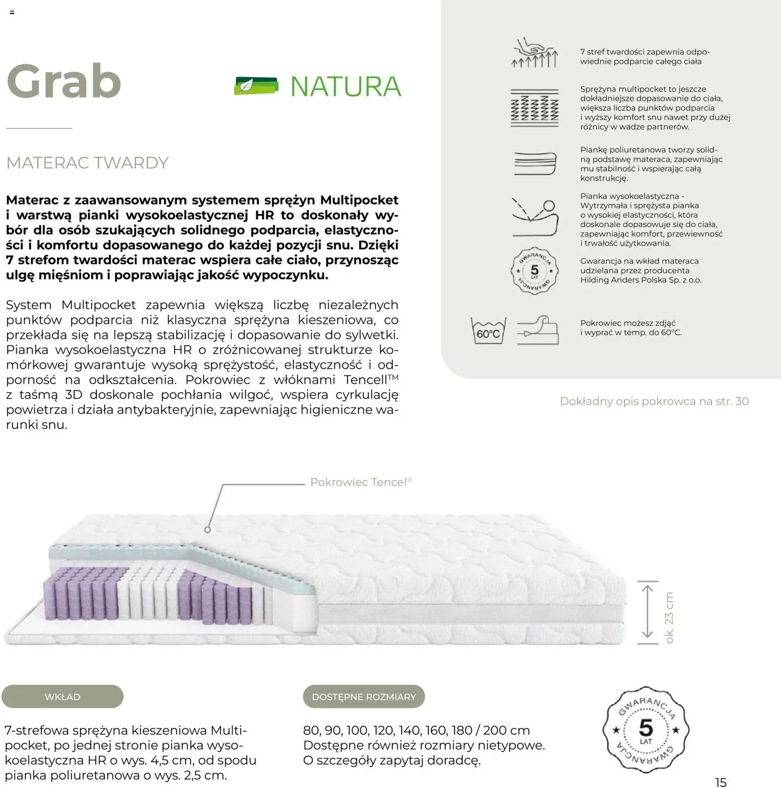 Salony Agata Gazetka - Natura od 27.01.2026 | Strona: 15 | Produkty: Materac, Pianki