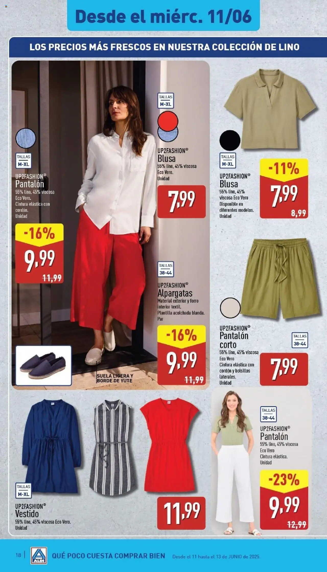 Aldi folleto Península │ válido desde el 09.06.2025 | Página: 18 | Productos: Blusa, Alpargatas, Pantalón corto