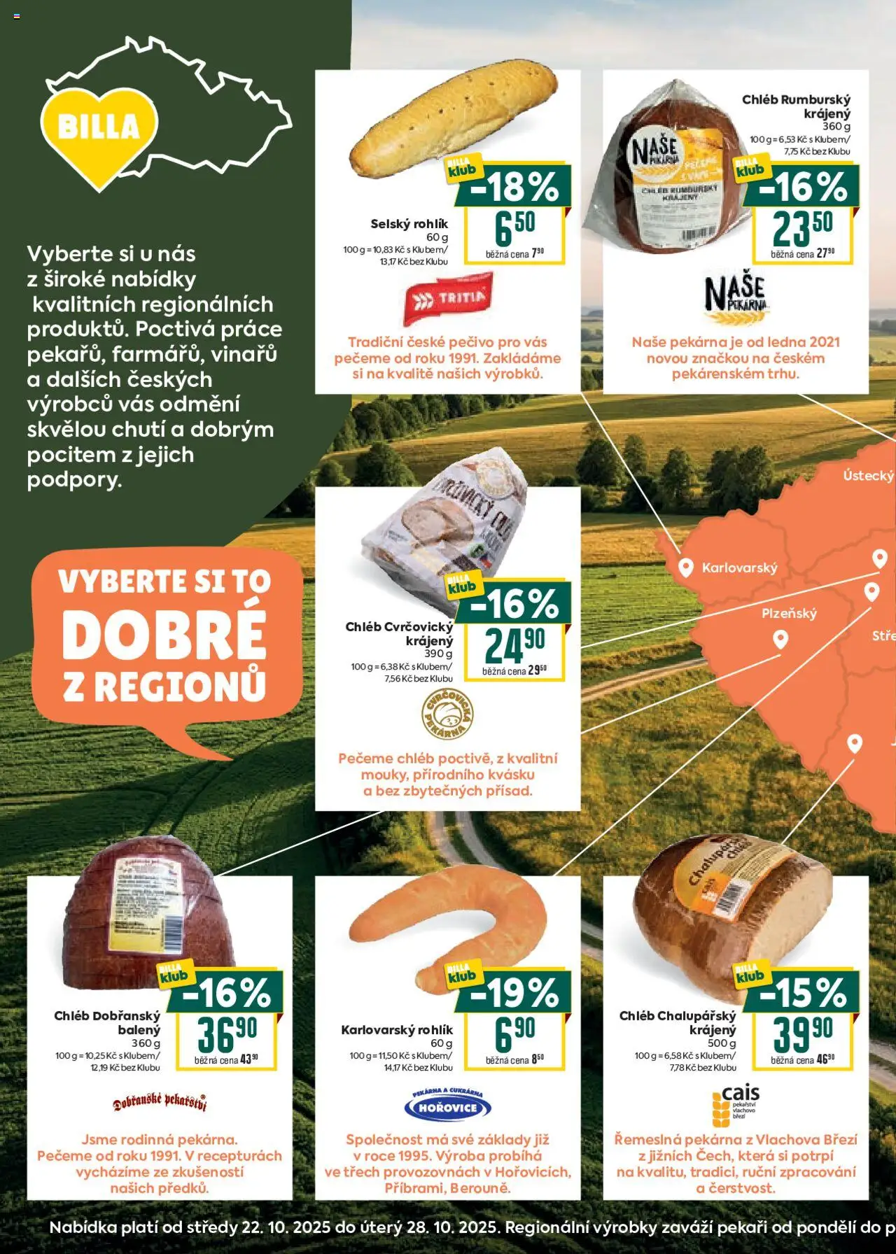 Billa Velký leták od 22.10.2025 | Strana: 10 | Produkty: Chléb, Rohlík, Pečivo, Pekárna