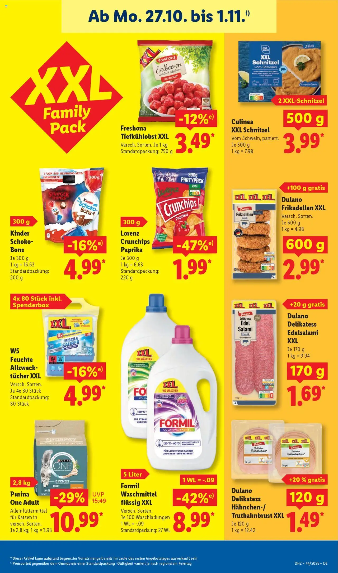 Lidl Prospekt Prenzlau – gültig ab 27.10.2025 | Seite: 27 | Produkte: Schnitzel, Salami, Erdbeeren, Hahnchenbrust