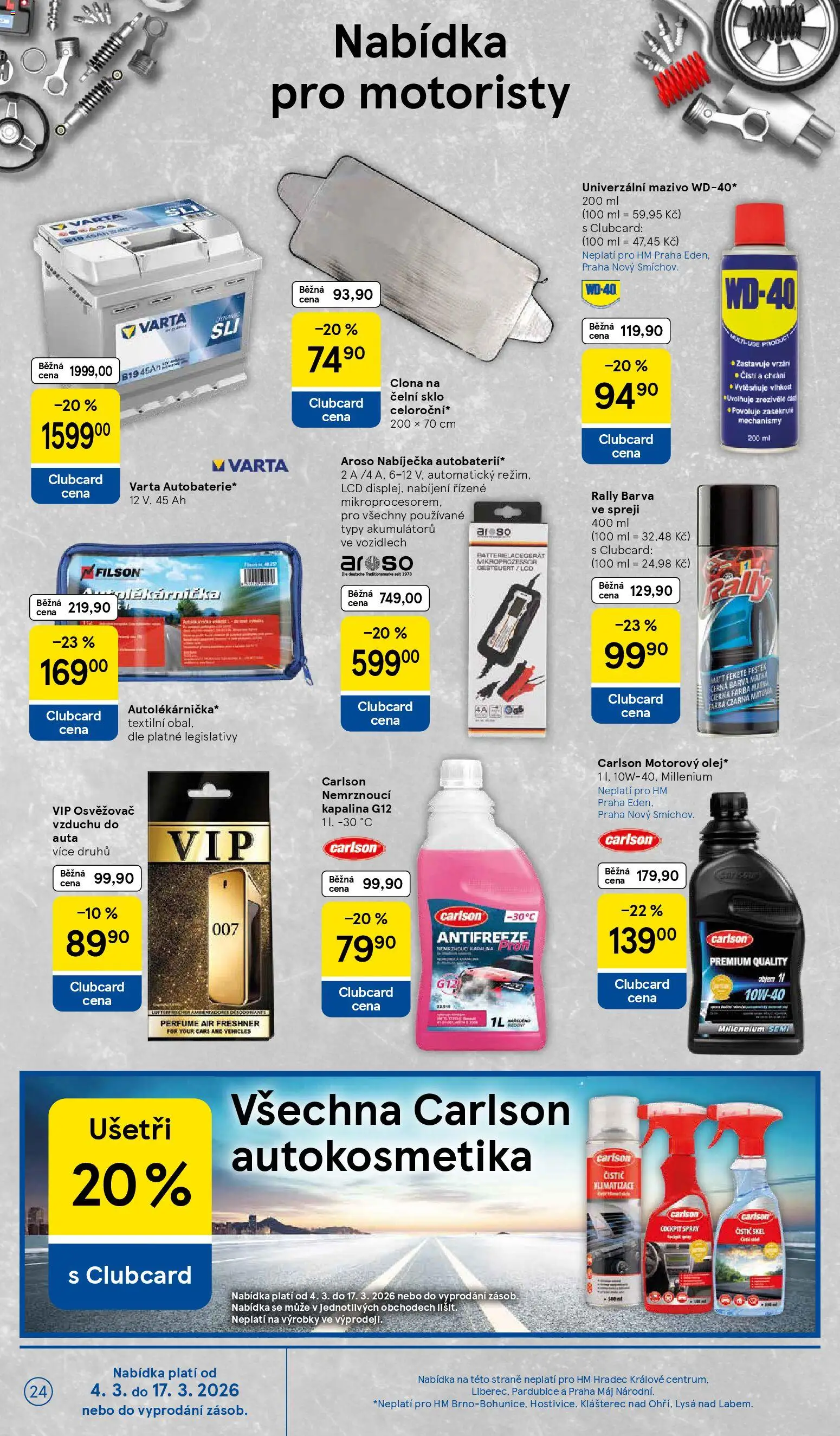 Tesco leták - Hypermarket od 04.03.2026 | Strana: 24 | Produkty: Clona na čelní sklo, Klimatizace, WD-40, Osvěžovač vzduchu