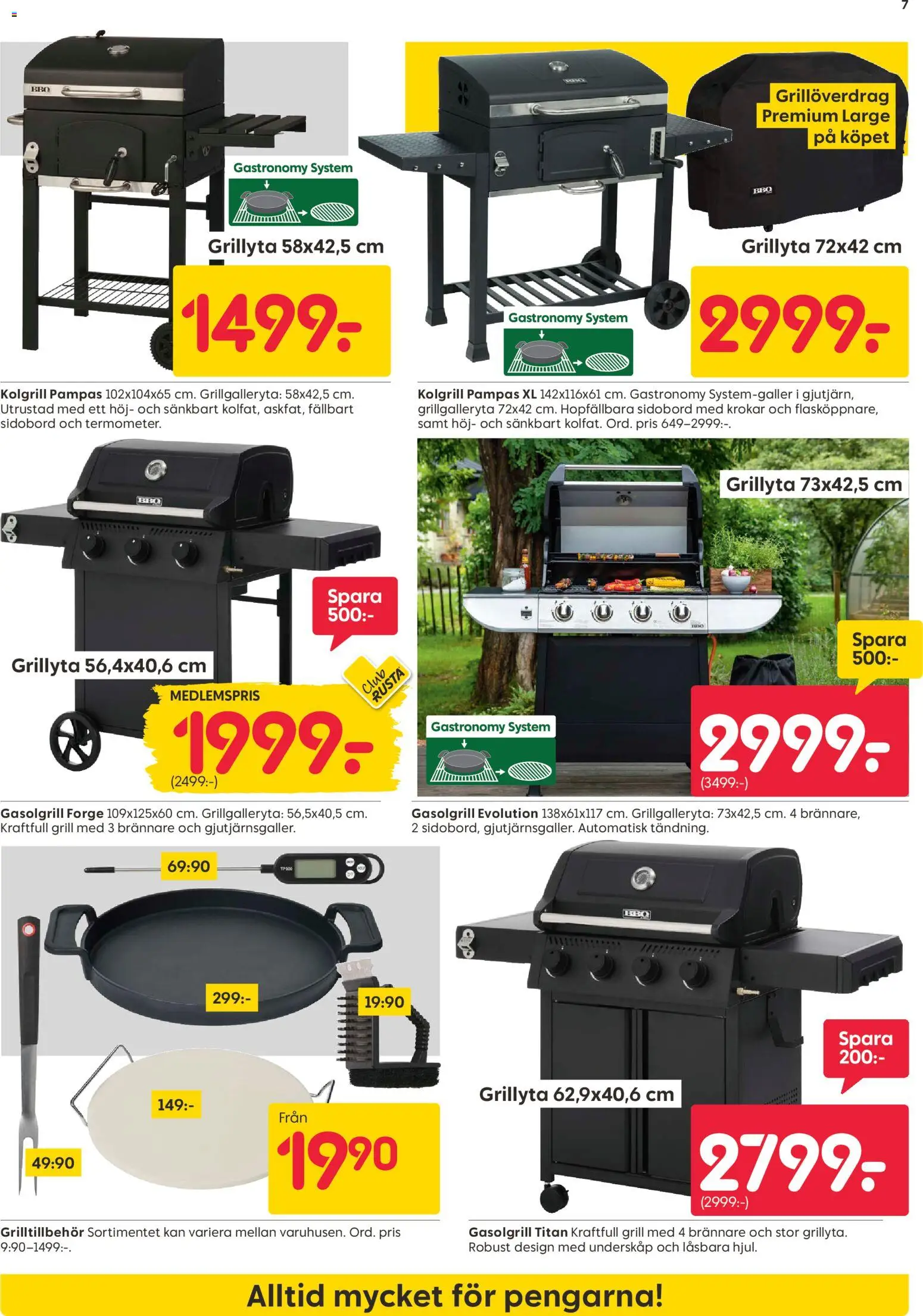 Rusta reklamblad aktuell från 07.04.2026 | Sida: 7 | Produkter: Grill, Gasolgrill, Kolgrill