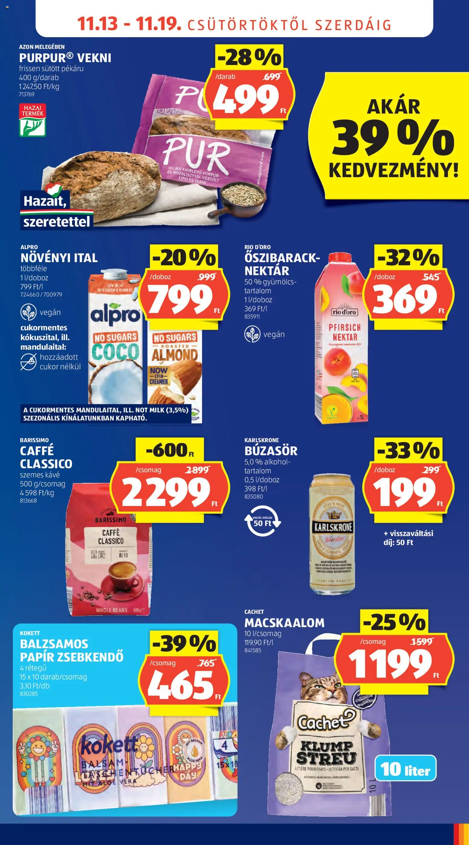 Aldi akciós ujság - amely érvényes a következő dátumtól: 13.11.2025 | Oldal: 17 | Termékek: Mandulaital, Gyümölcs, Szemes kávé, Vegán